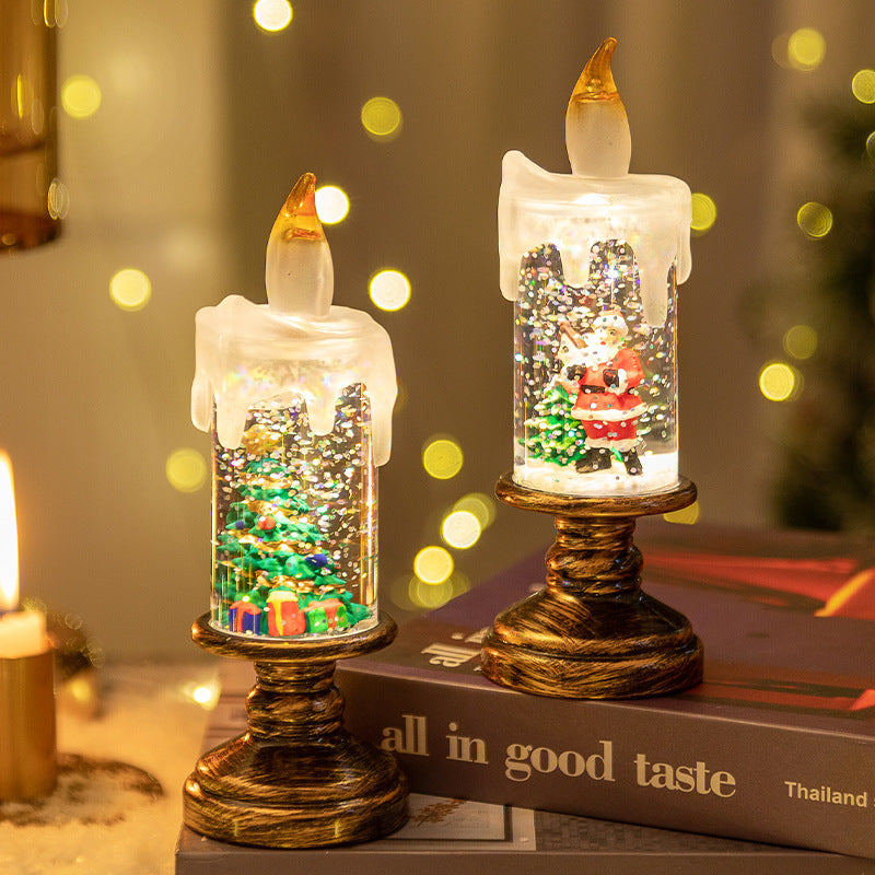 LED Candles - LED Christmas Flameless Candle Lamp - Suitable for Home Decoration - Christmas Snowball Candle - Rotating Candle Desk Night Light - Christmas Window Candle Holder - Battery Operated - Santa Claus