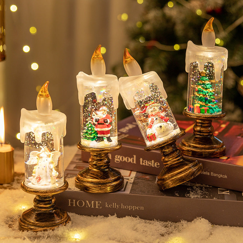 LED Candles - LED Christmas Flameless Candle Lamp - Suitable for Home Decoration - Christmas Snowball Candle - Rotating Candle Desk Night Light - Christmas Window Candle Holder - Battery Operated - Christmas tree