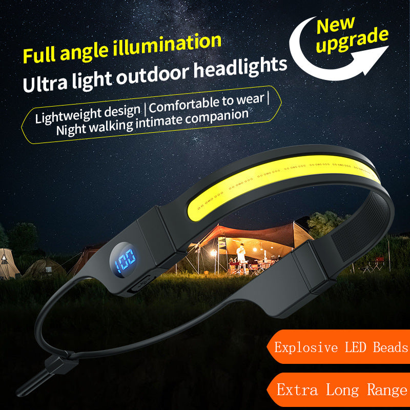 LED Headlamp - 230° Wide Beam - Rechargeable Headlamp with Digital Battery Display - 500 Lumens - Waterproof USB Headlamp for Camping, Running, Hiking - Adjustable Silicone Strap