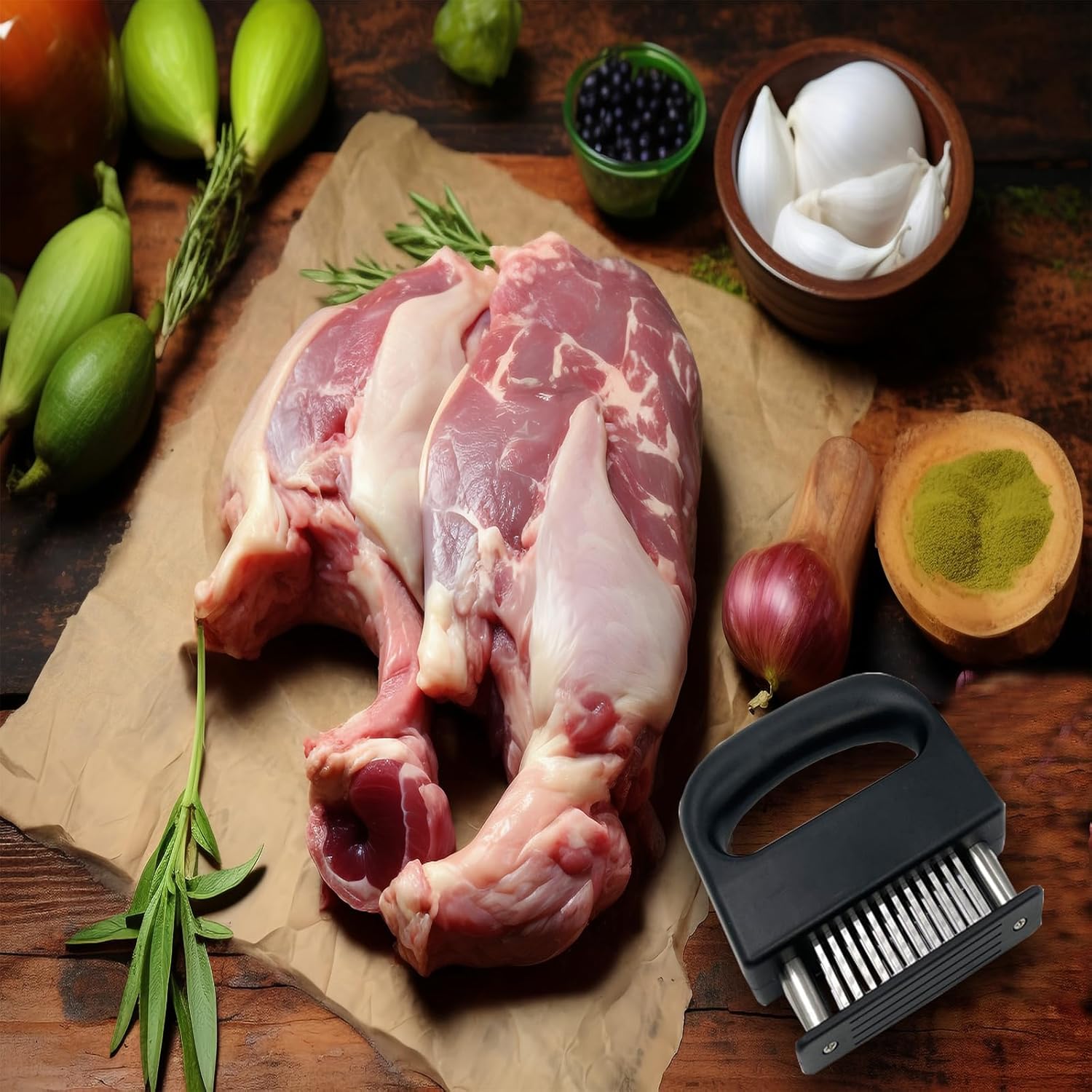 Meat Tenderizer - 48 Pin Stainless Steel Meat Tenderizer - 304 Stainless Steel Meat Tenderizer for Steak, Pork, Lamb - Portable and Lightweight Design - Kitchen Tool for Tender and Juicy Meat