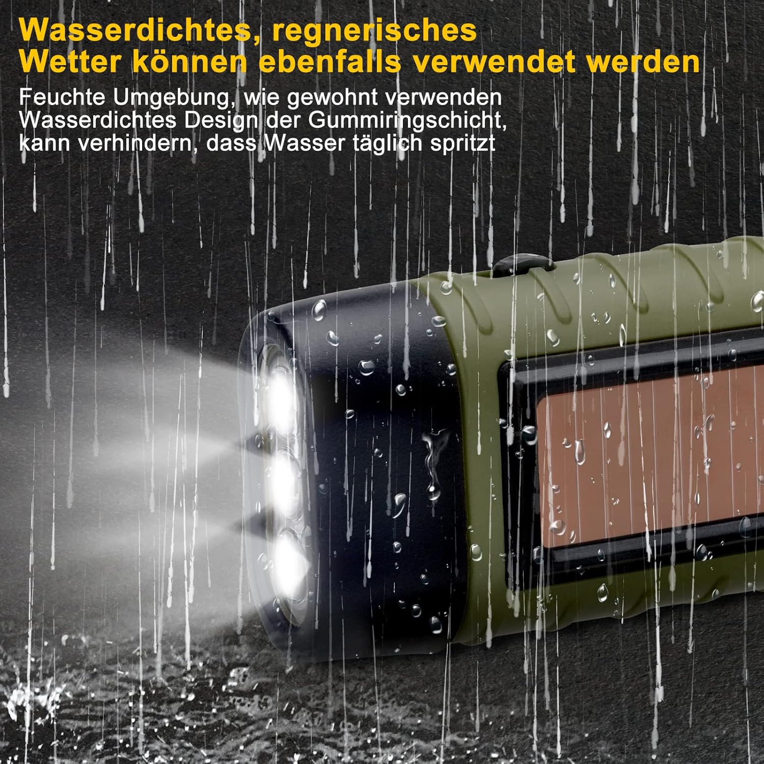 Emergency Flashlight - Military Clamp Rechargeable - Dynamo & Solar Powered - For Emergency Kits and Power Outages - Black - Set of 2