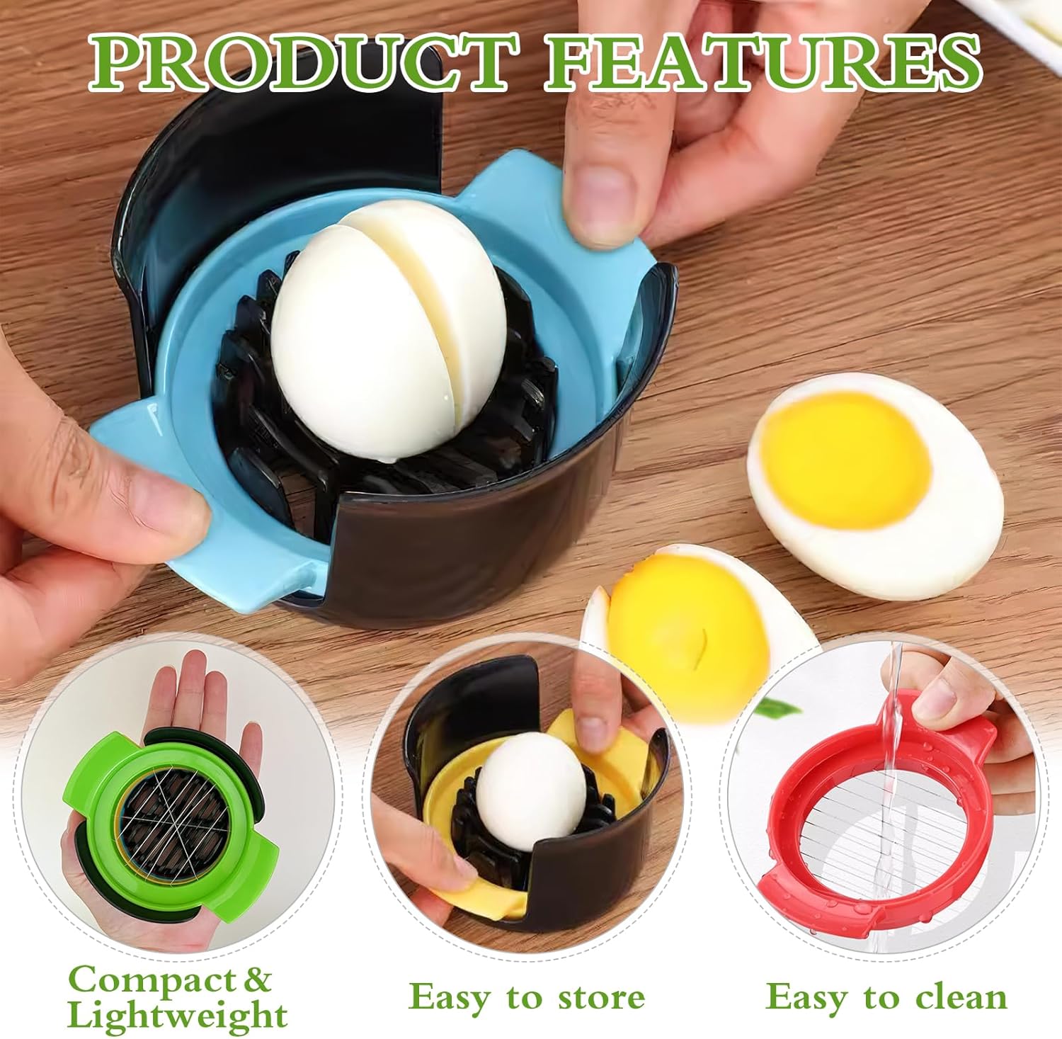 4-in-1 Egg Slicer - Egg Separator - Stainless Steel 304 - For Eggs, Strawberries & Soft Foods - Easy to Clean