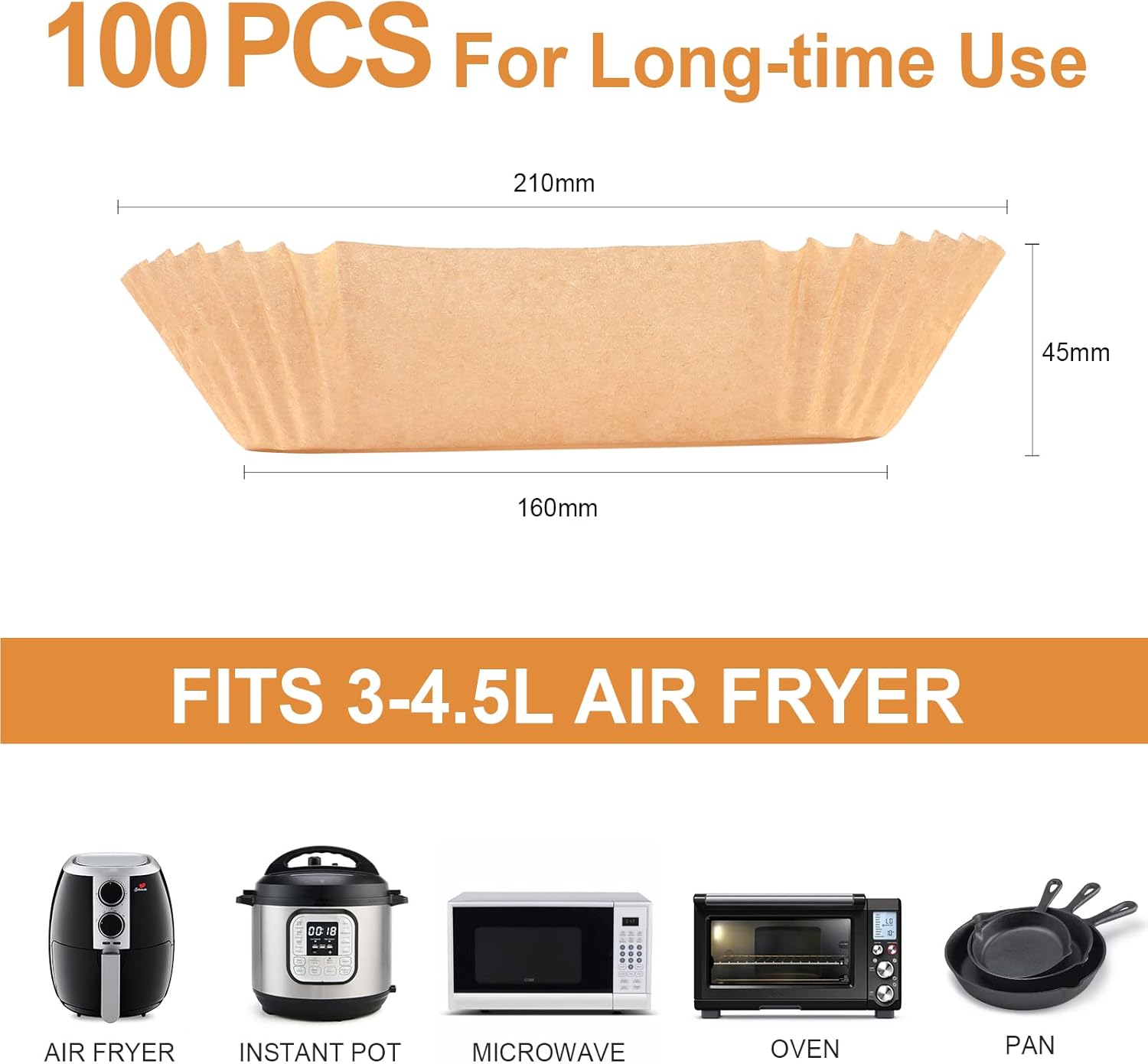 Disposable Airfryer Paper Square - Set of 100 - Brown - Greaseproof Baking Paper for Airfryer - Square Shape