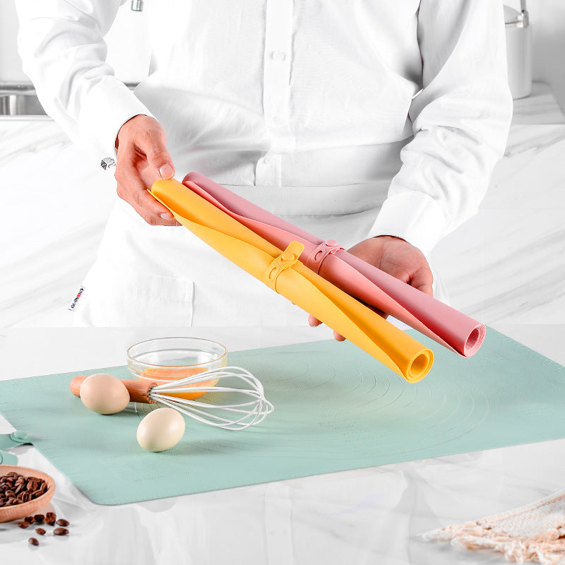Silicone Baking Mat Large - 60x40 cm - Non-slip Dough Mat with Measurement Marking - Rolling Mat for Dough & Fondant - Yellow
