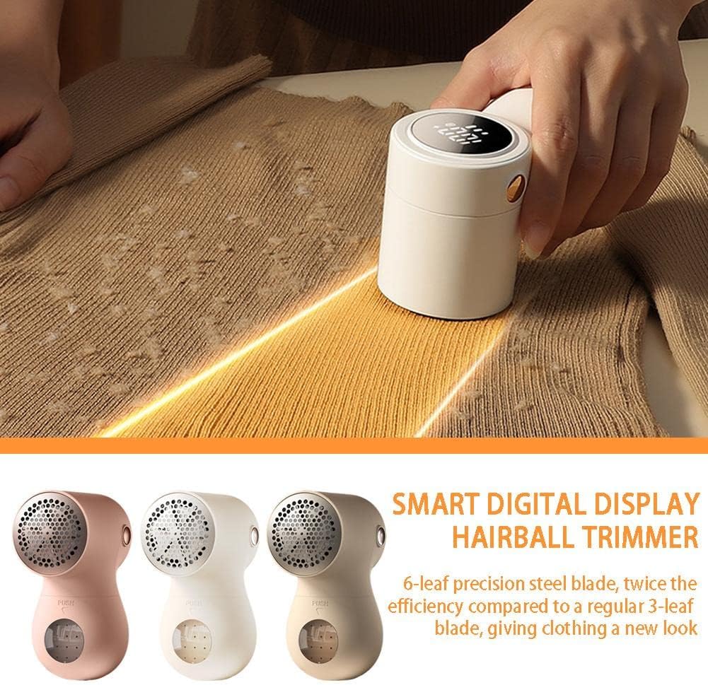 Electric Lint Remover - Rechargeable Lint Shaver - 3 Speeds & Digital Display - Includes 2 Original Blades - Purple