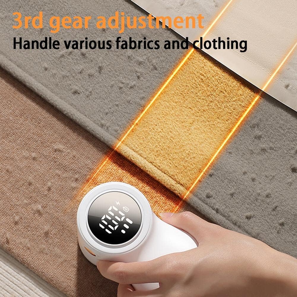 Electric Lint Remover - Rechargeable Lint Shaver - 3 Speeds & Digital Display - Includes 2 Original Blades - Purple