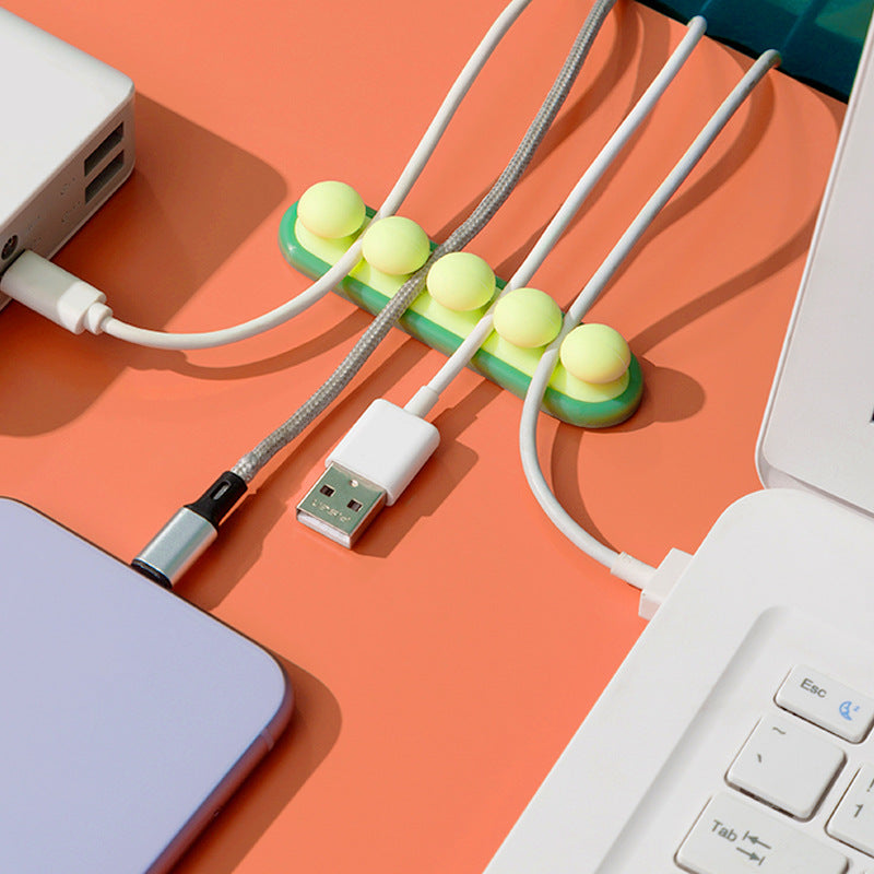 Pea Pod Cable Organizer - Blue - Self-Adhesive Cable Holder - Silicone - For Office & Home