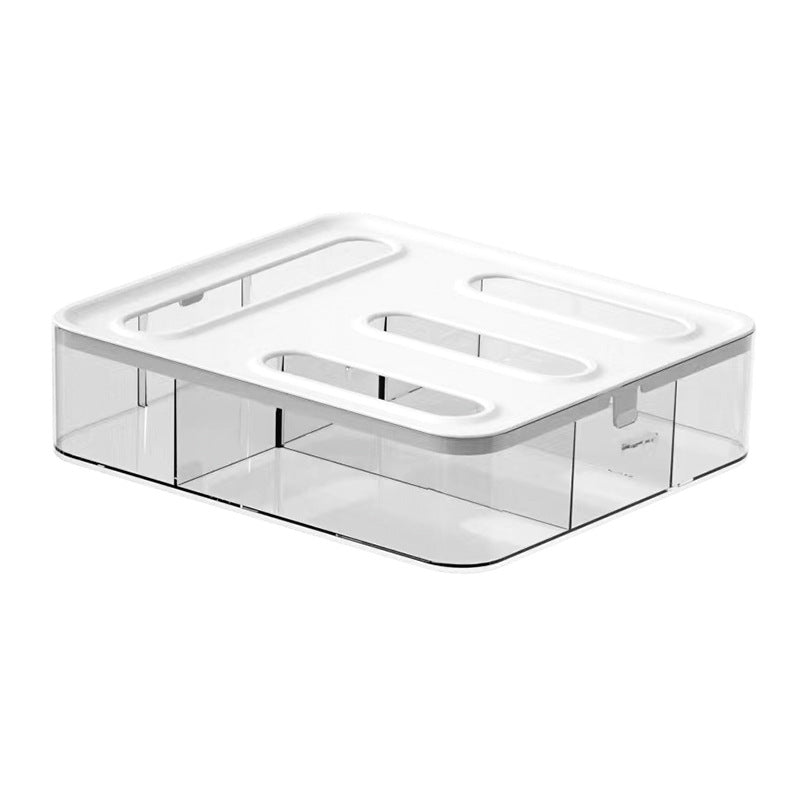 Transparent Bag Storage Box - Plastic Dispenser for Sandwich Bags & Freezer Bags - Kitchen Drawer Organizer