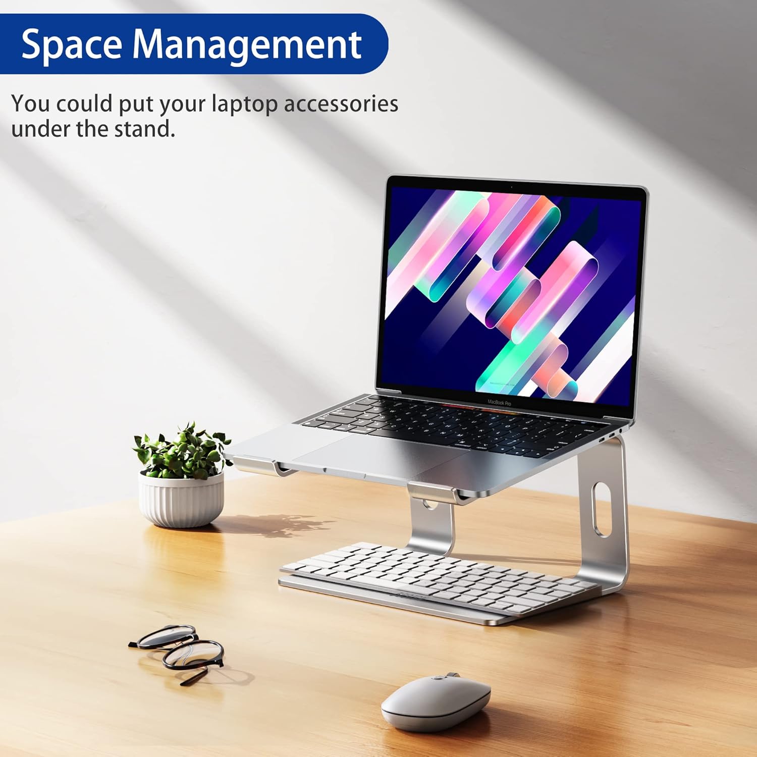 Ergonomic Aluminum Laptop Stand - Removable & Height Adjustable - Suitable for 10-14 inch Notebooks - Black