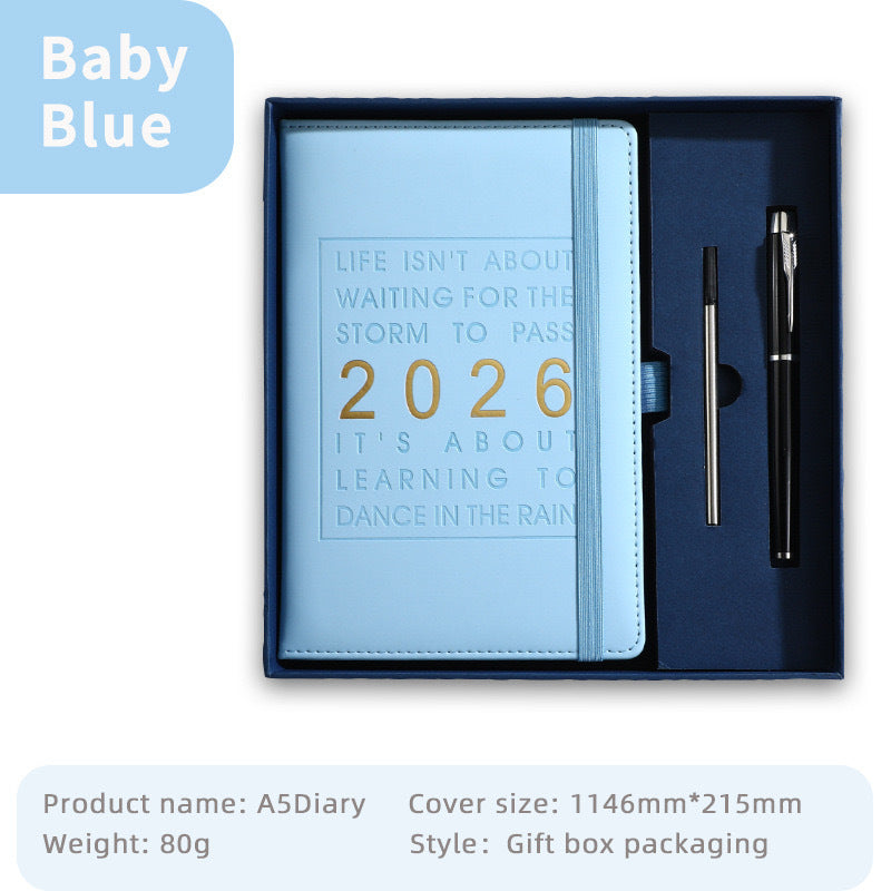 Agenda 2026 - Daily Agenda & Planner - A5 Format - 365 Day Overview - Hardcover - Light Blue