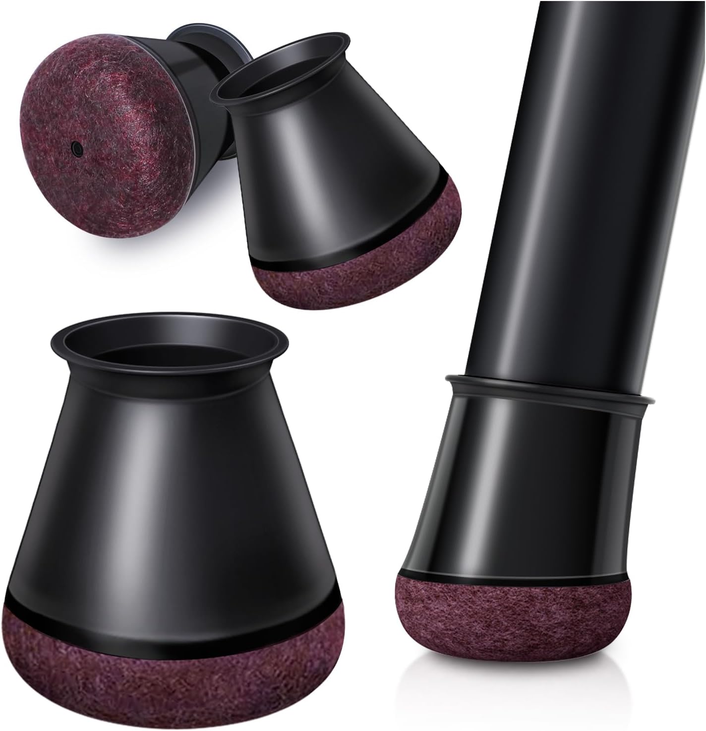 Black Chair Leg Caps - Set of 24 - Size M - Silicone Floor Protectors - Against Scratches and Noise