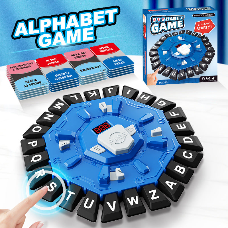 Board Game - 24-Letter Press Game - Fun and Fast Puzzle Game - Includes Two Modes - Covers 220 Theme Categories - Suitable for boys and girls aged 3 and up 2-8 players - Word Game for Kids and Adults, Christmas and Birthday Gift - Blue
