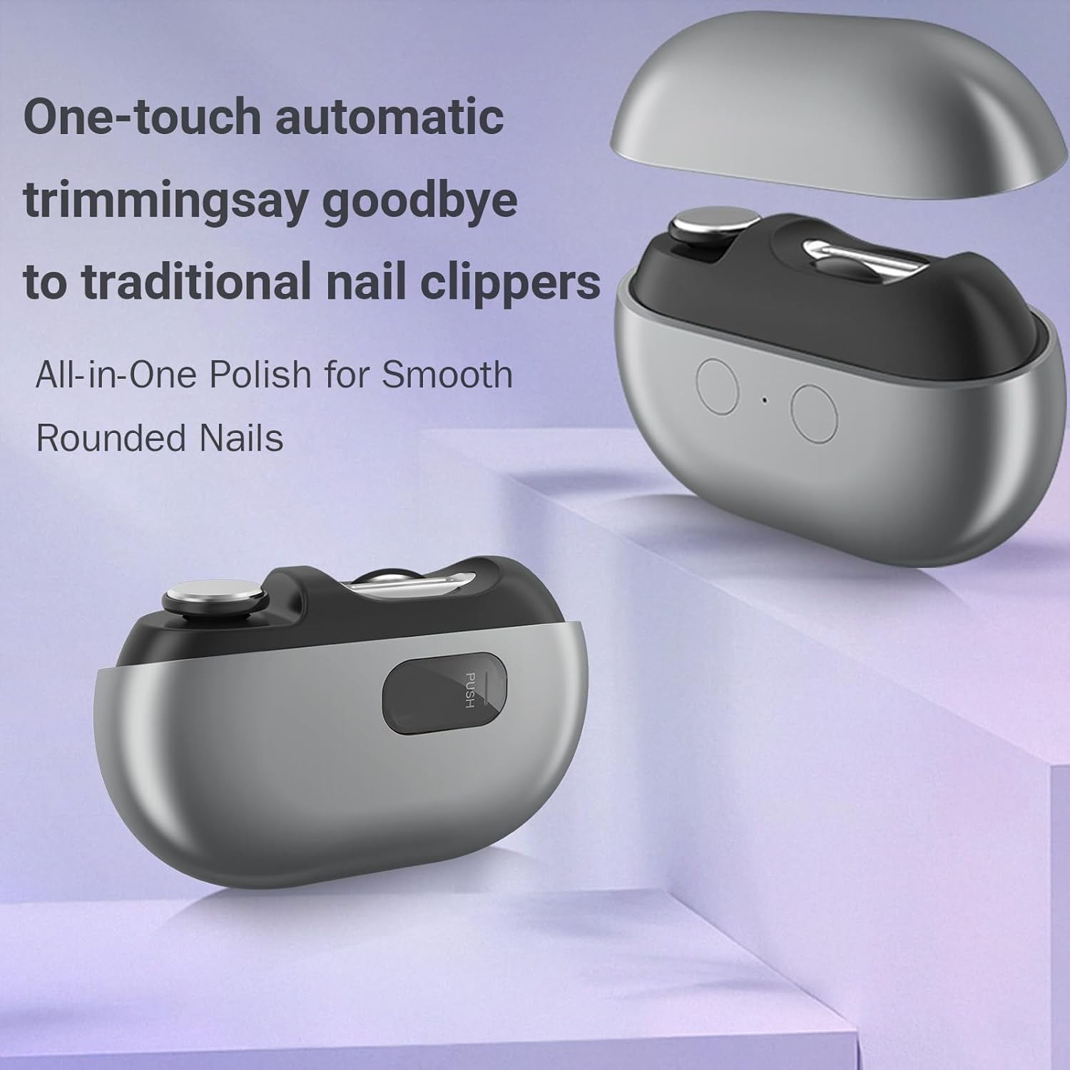 Nail Clipper - Simple Nail Clipper - Electric Nail Clipper for Seniors - Electric Toenail Clipper for Thick Nails - Nail Care Tool with LED Lights - Designed for People with Limited Mobility - Gray