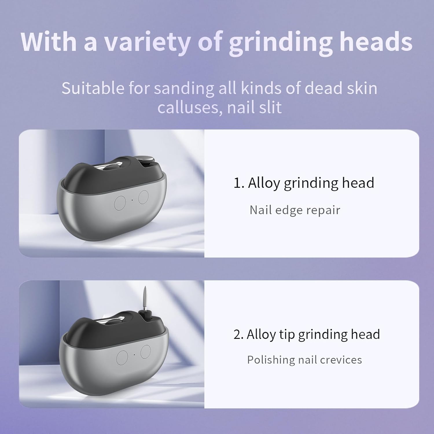 Nail Clipper - Simple Nail Clipper - Electric Nail Clipper for Seniors - Electric Toenail Clipper for Thick Nails - Nail Care Tool with LED Lights - Designed for People with Limited Mobility - Gray