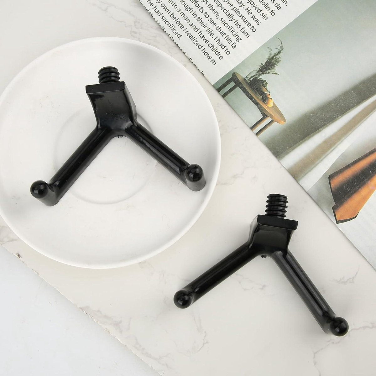 Tool Hooks for Garden Shed - Set of 3 | Double-Head Design for Shovels and Rakes | Handy Storage Accessories | Compatible with Garden Shed - Black