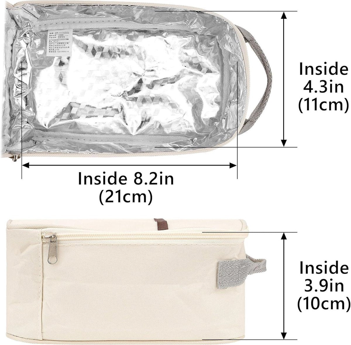 Allecto - Thermally insulated container for fruit - Lightweight and leak-proof - Portable outdoor cooler bag - Storage accessories - Suitable for picnics beige Travel snack bags.