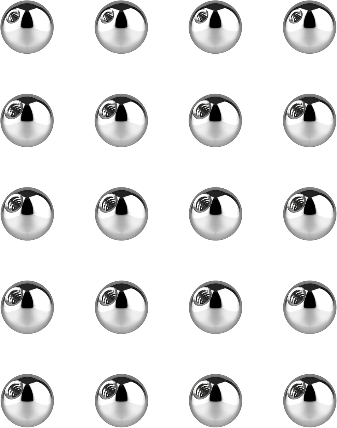 Piercing Balls 14g, 16g Externally Threaded - Use For Anti Eyebrow, Ear Lobe, Cartilage,, Helix, Labret Stud Lip Rings, Snake Bites, Septum Balls Piercing Jewelry Parts - Screw-on Barbell Bar, Post