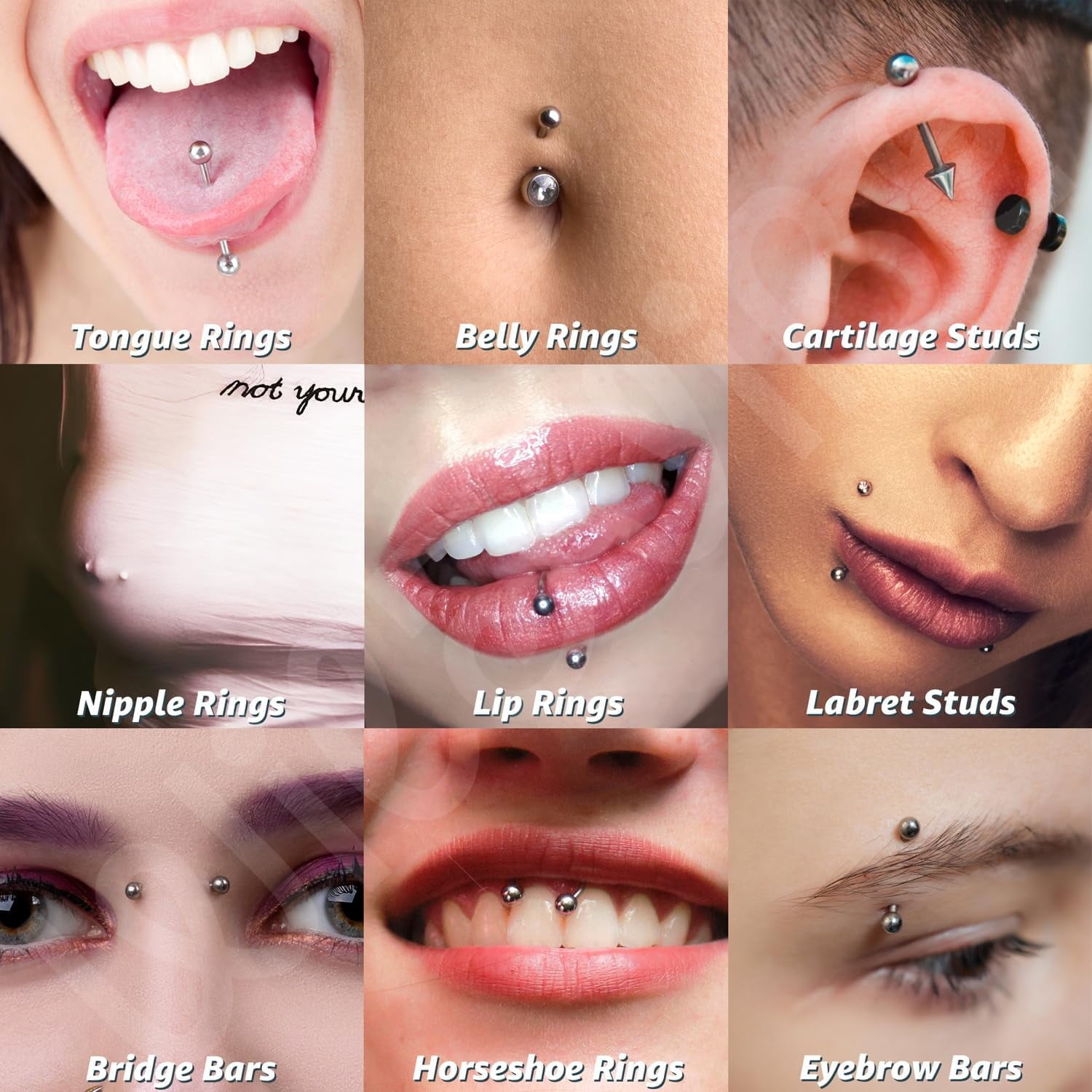 Piercing Balls 14g, 16g Externally Threaded - Use For Anti Eyebrow, Ear Lobe, Cartilage,, Helix, Labret Stud Lip Rings, Snake Bites, Septum Balls Piercing Jewelry Parts - Screw-on Barbell Bar, Post