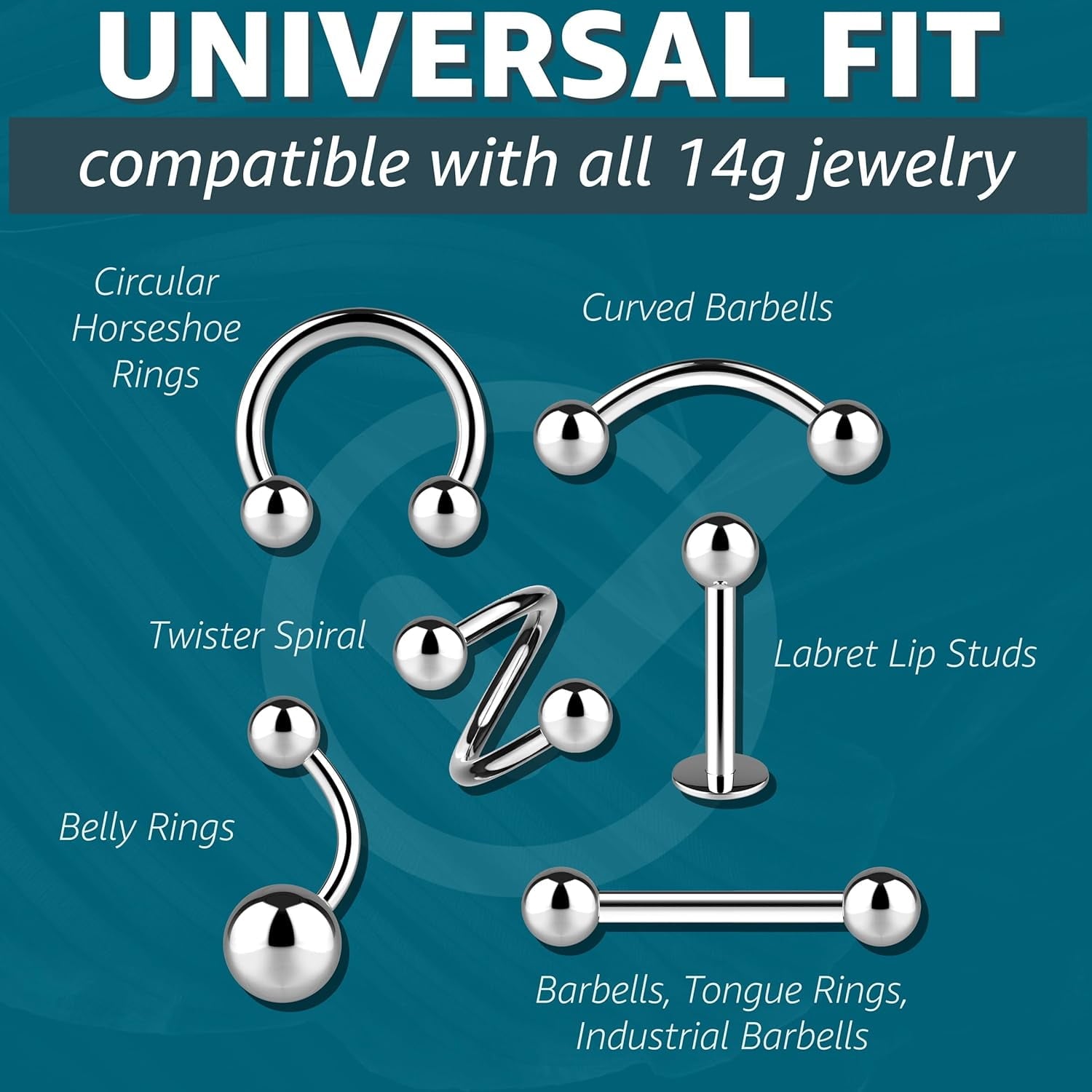 Piercing Balls 14g, 16g Externally Threaded - Use For Anti Eyebrow, Ear Lobe, Cartilage,, Helix, Labret Stud Lip Rings, Snake Bites, Septum Balls Piercing Jewelry Parts - Screw-on Barbell Bar, Post