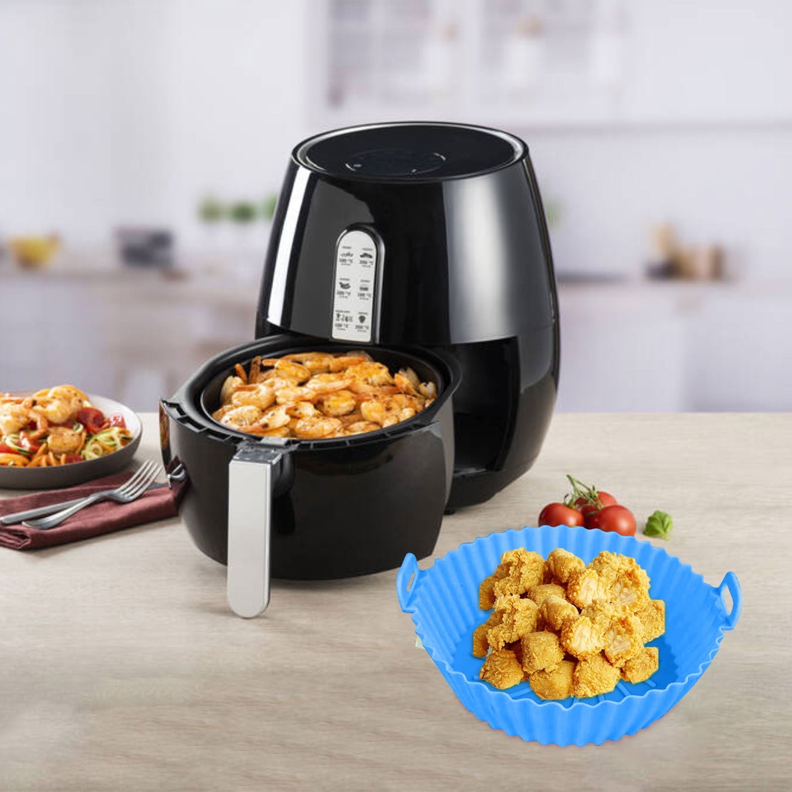 Air Fryer Silicone Liners, Air Fryer Silicone Baking Tray, Mini Air Fryer Tray, Round Small Air Fryer Liners, Silicone Reusable Airfryer Liners Accessories, Fryer Pot Baking Pan