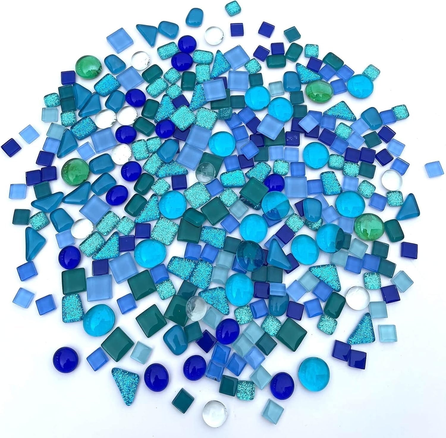 0.55 LB Blue Mixed Irregular Crystal Glass Mosaic Tiles,Blue Mosaic Glass Tiles Pieces Glitter,Tiny Mosaic Tile for Art Crafts,Mosaic Making Projects,Home Decor