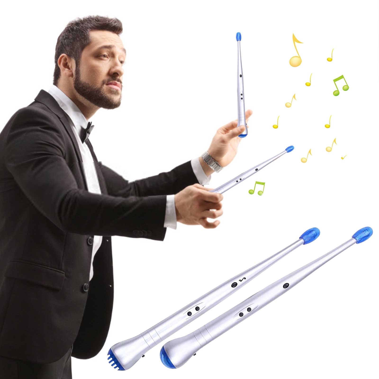 1 Pair Electronic Drumsticks, Adjustable Sensitivity Intelligent Electric Light Up Drumsticks, Electronic Air Drum Sticks, Rock Beat Drum Stick, Percussion Instrument Tool