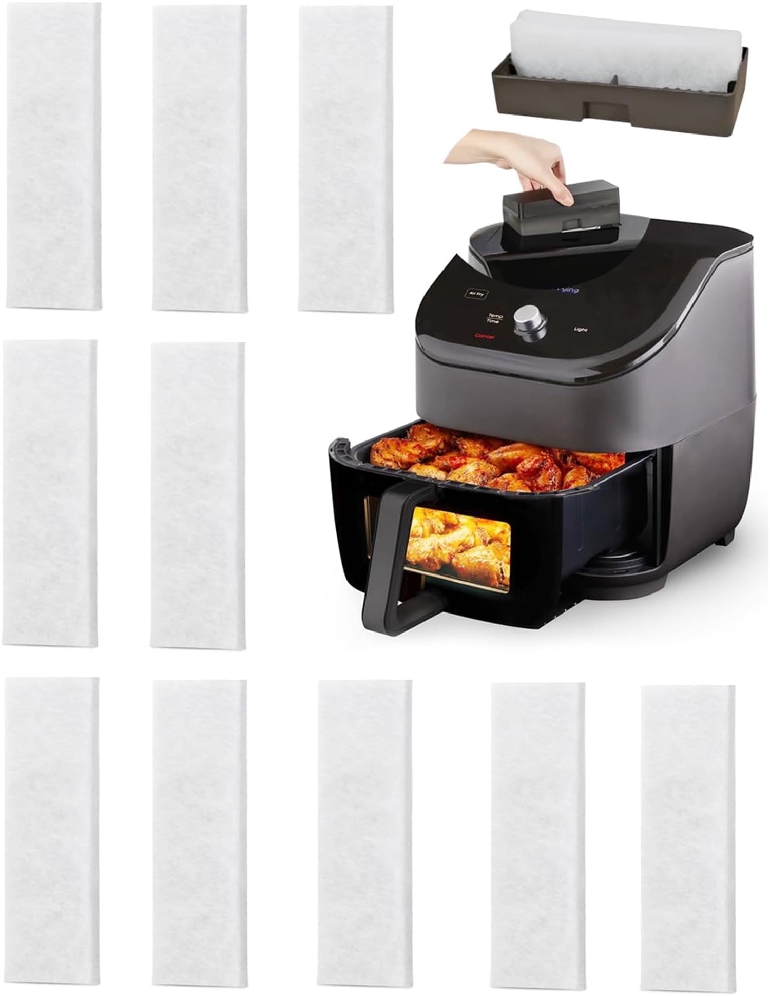 12 Pcs Replacement Odor Erase Air Filters,White Replacement Filters for 6QT Instant Vortex Plus Air Fryer with ClearCook