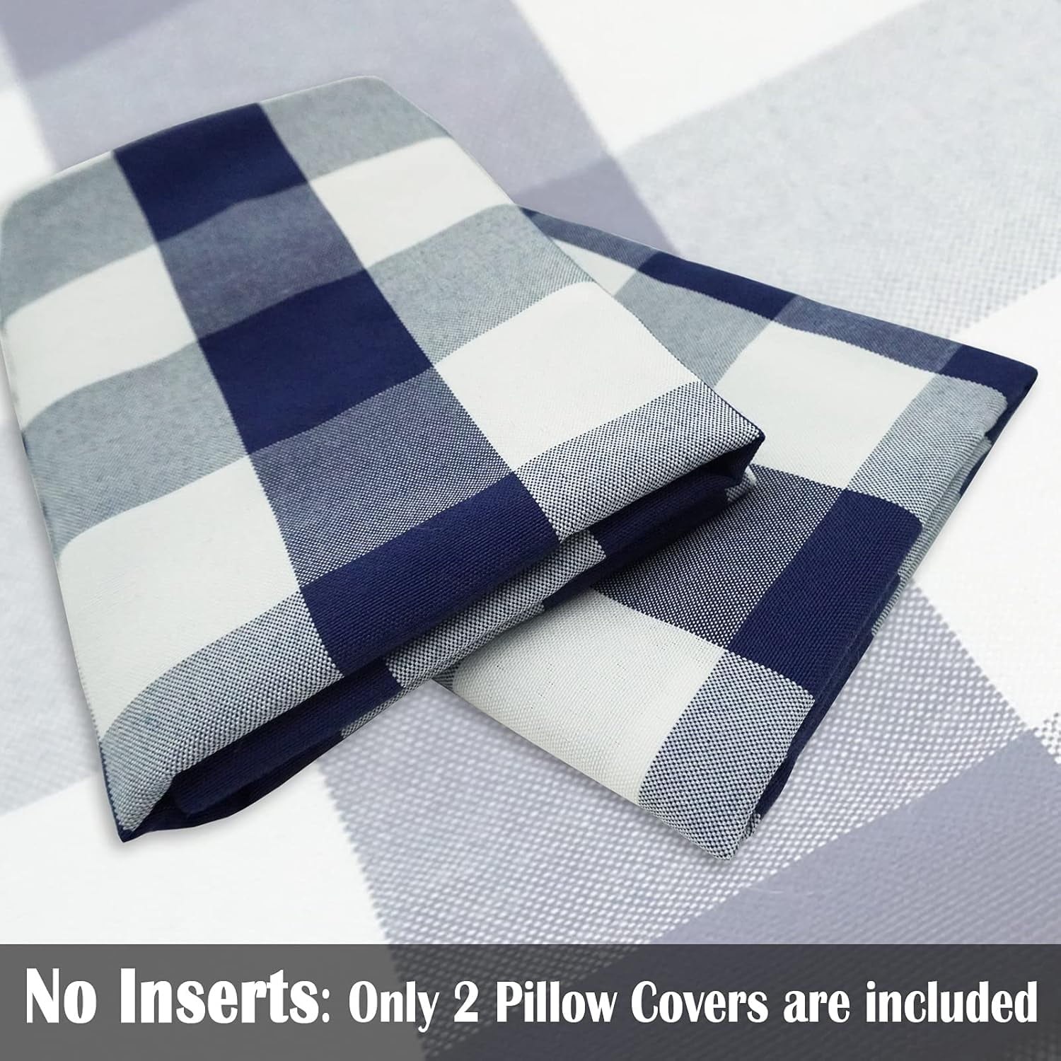 Light Blue Farmhouse Buffalo Plaid Pillow Covers 18x18 Set of 2 Patio Outdoor Decor Neutral Checkered Pillow Covers 18 x 18, Blue and White Gingham