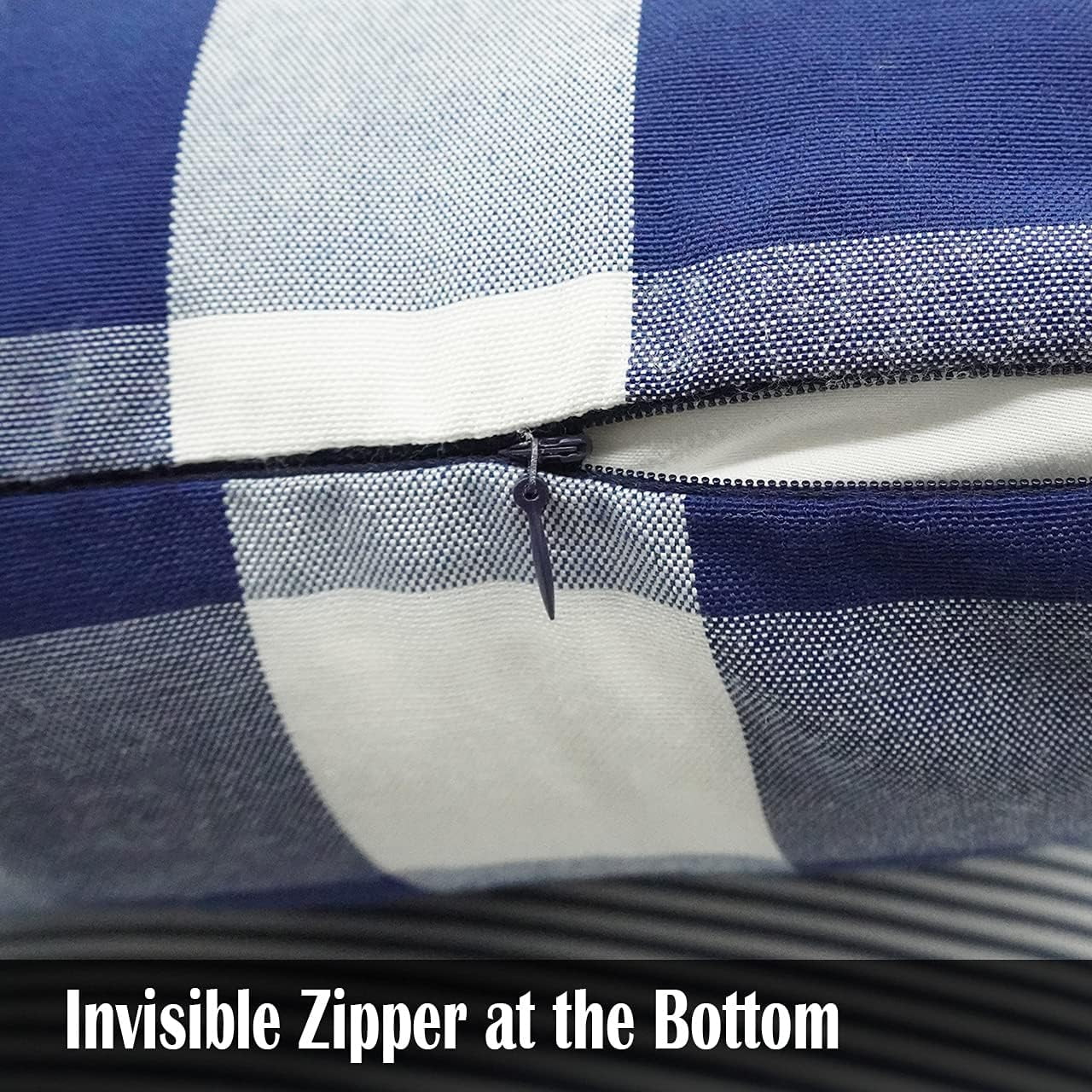 Light Blue Farmhouse Buffalo Plaid Pillow Covers 18x18 Set of 2 Patio Outdoor Decor Neutral Checkered Pillow Covers 18 x 18, Blue and White Gingham