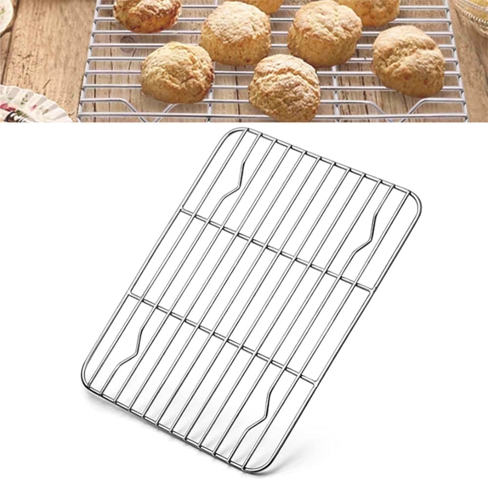 1 Pack High Strength Stainless Steel Grill Racks,QZS Nonstick Roasting Racks,Rectangle Wire Net Rack,Kitchen Baking Rack,Nonstick Wire Grill Net,for Picnic Camping Barbeque Party 11"x 9