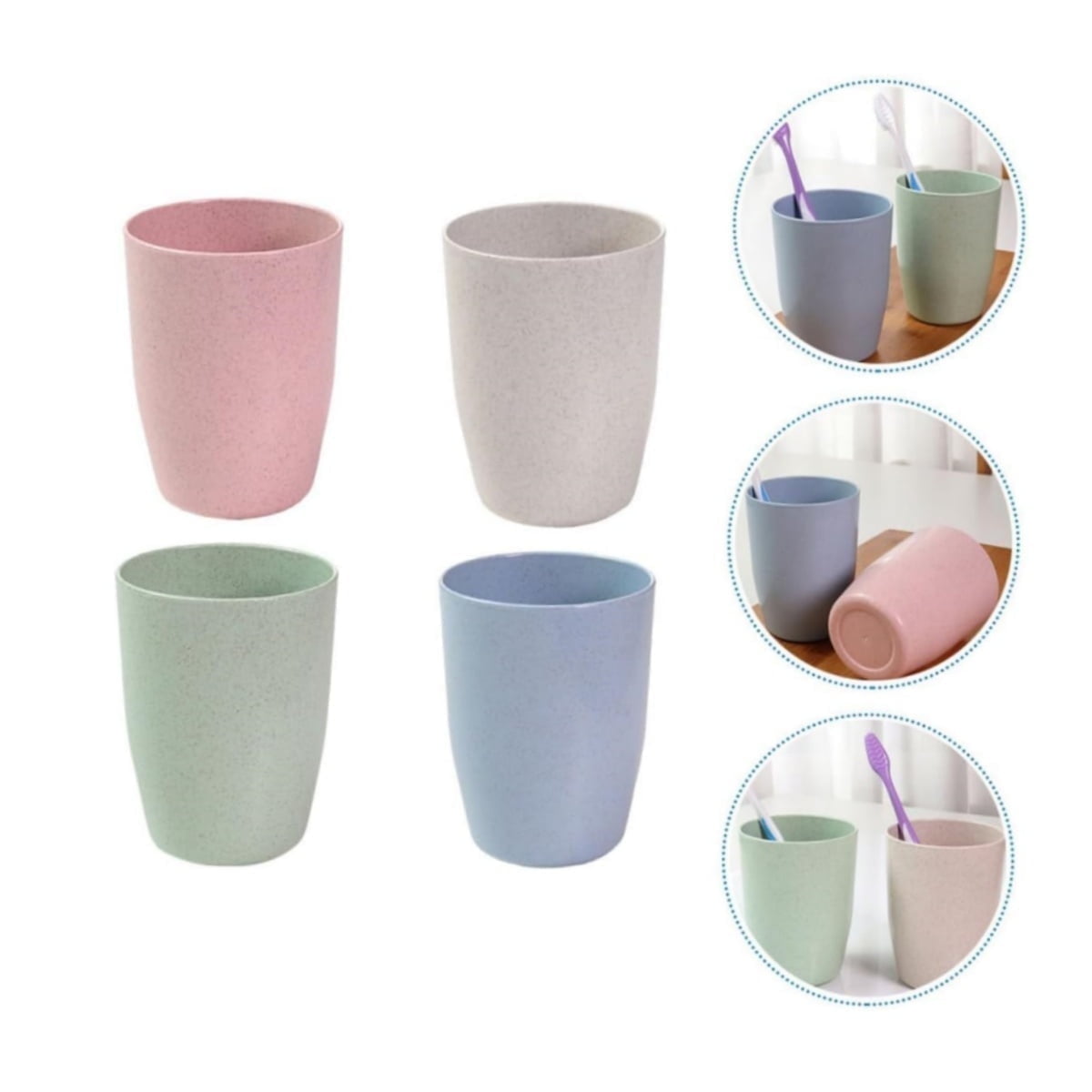 QZS Reusable Cups,10oz Multi-color Water Cups for Kids,4Pcs Dishwasher Safe Water Plastic Glasses,4.1x3.1In Unbreakable Glasses for Party,Home