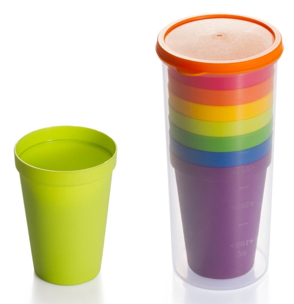 Tutuviw 7oz Plastic Kids Cup Set of 8 Children Drinking Cups, Reusable Juice Tumblers, Unbreakable Toddler Cups Dishwasher Safe, Perfect