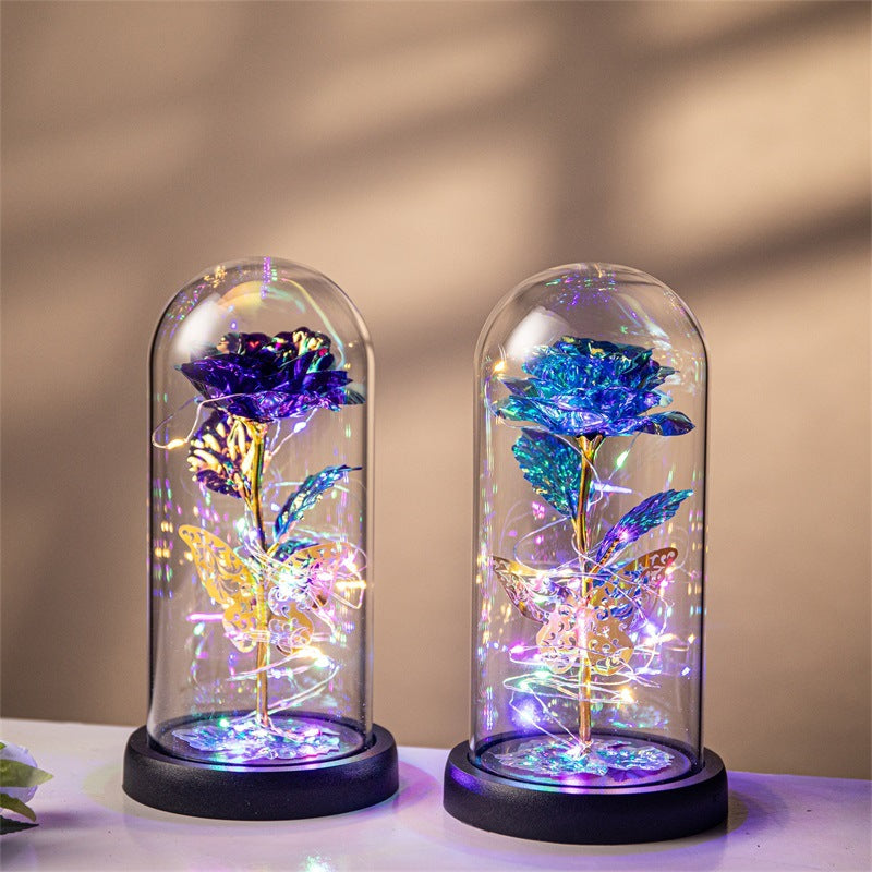 Purple & Silver Butterfly Lantern - Festive Decorative LED Light