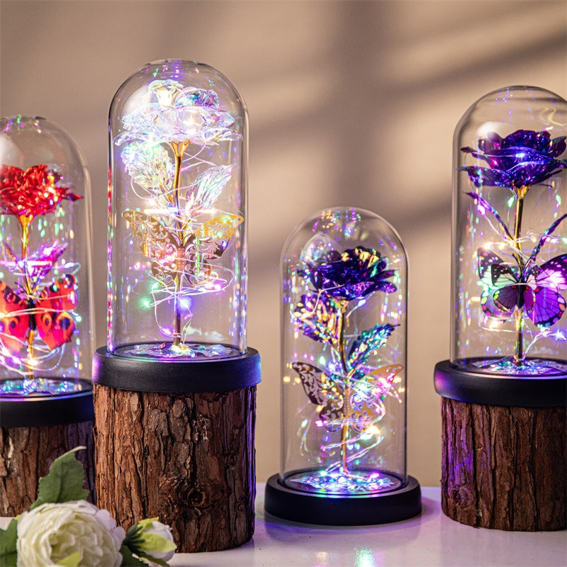 Purple & Silver Butterfly Lantern - Festive Decorative LED Light