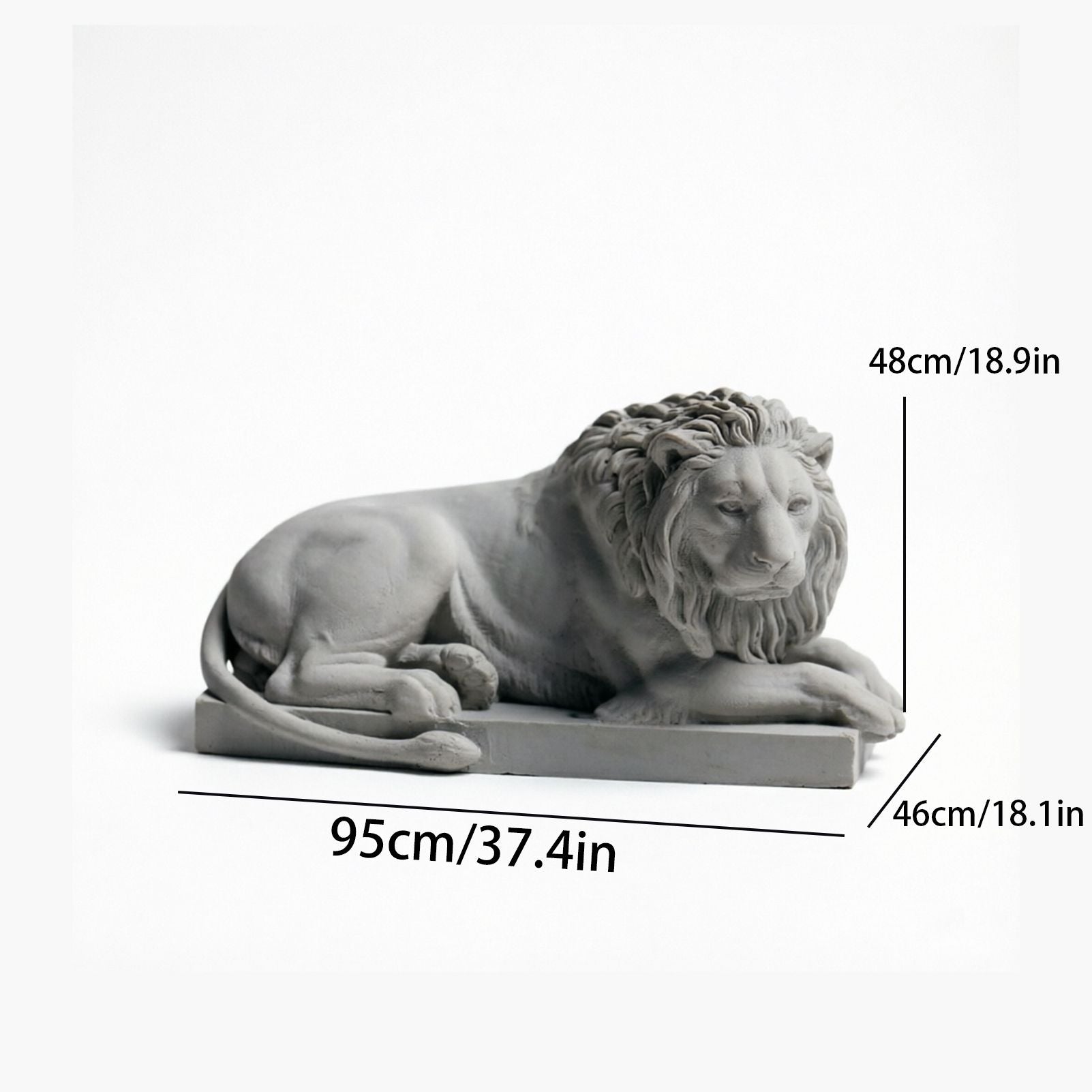 Classic Reclining Lion Sculpture Minimalist White Plaster Desk Ornament for Living Room, Study, or Office Decoration