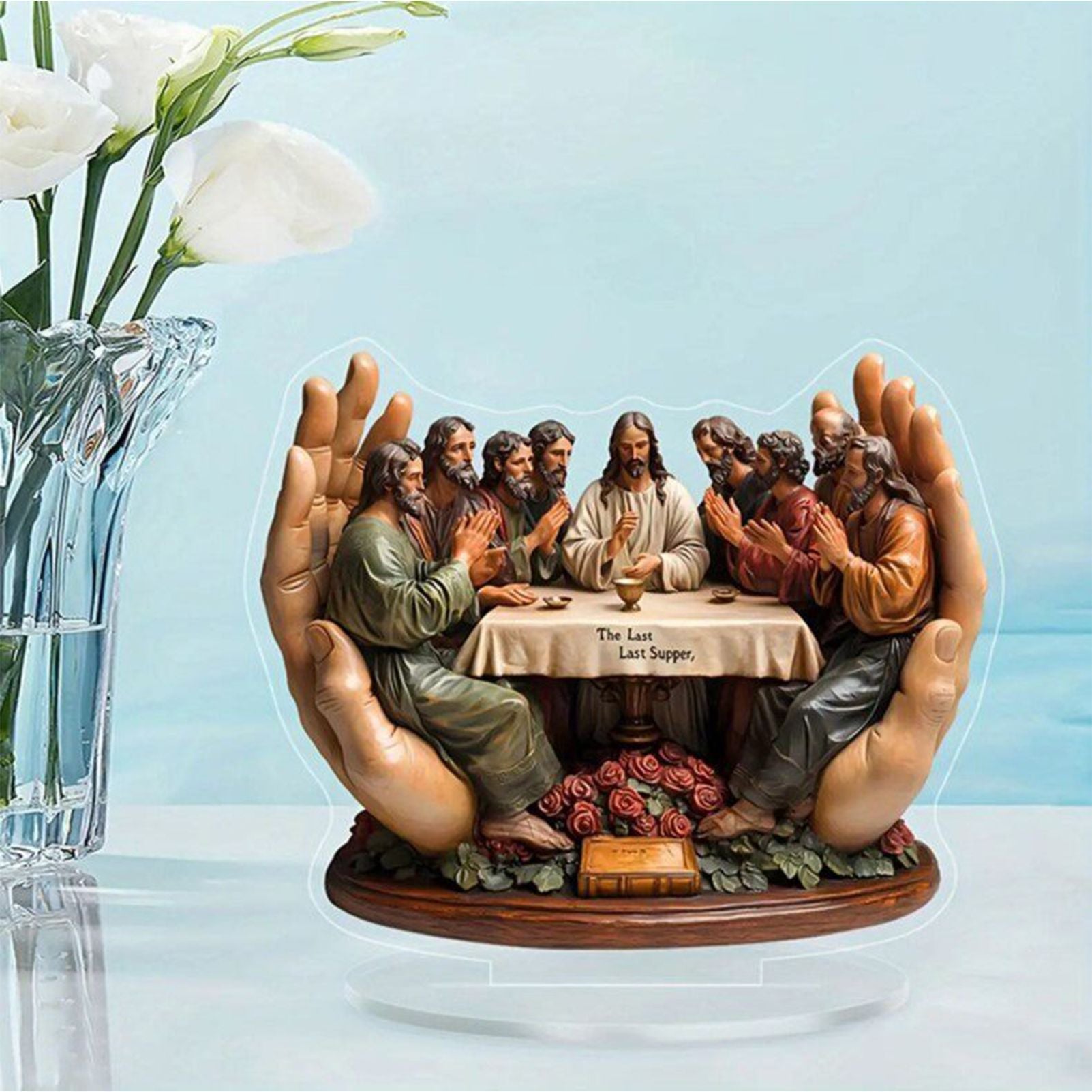 Acrylic "The Last Supper" Tabletop Statue - Religious Art Decor for Home & Office