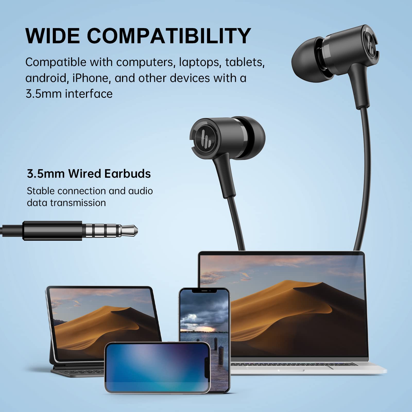 Edifier P205 Earbuds with Remote and Microphone - 8mm Dynamic Drivers, Omni-Directional, 3 Button in-line Control, Compact, Earphone