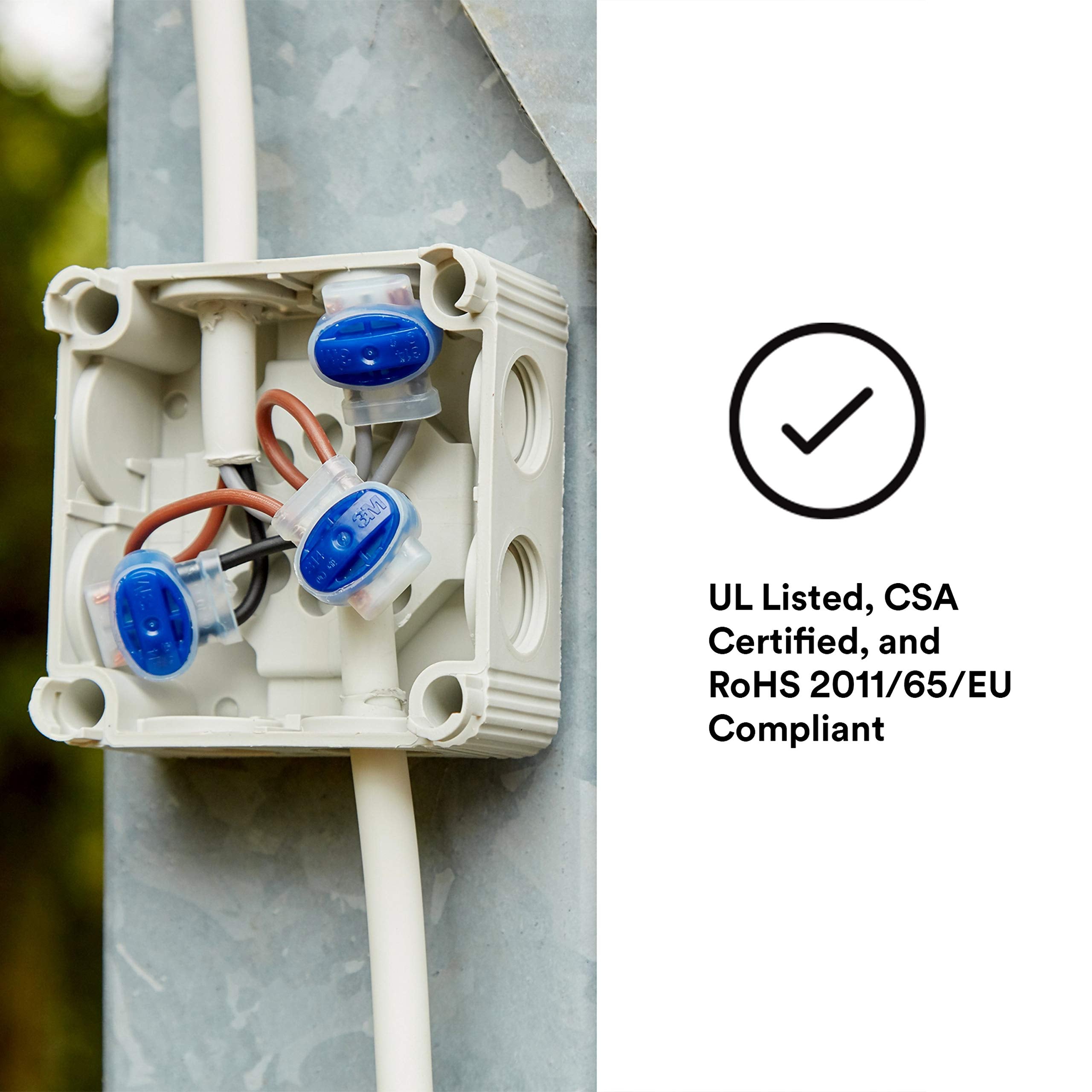 3M TM Scotchlok TM Electrical IDC 314-BOX, Pigtail, Self-Stripping, Moisture Resistant and Flame Retardant, Blue, 22-14 AWG, Pack of 50