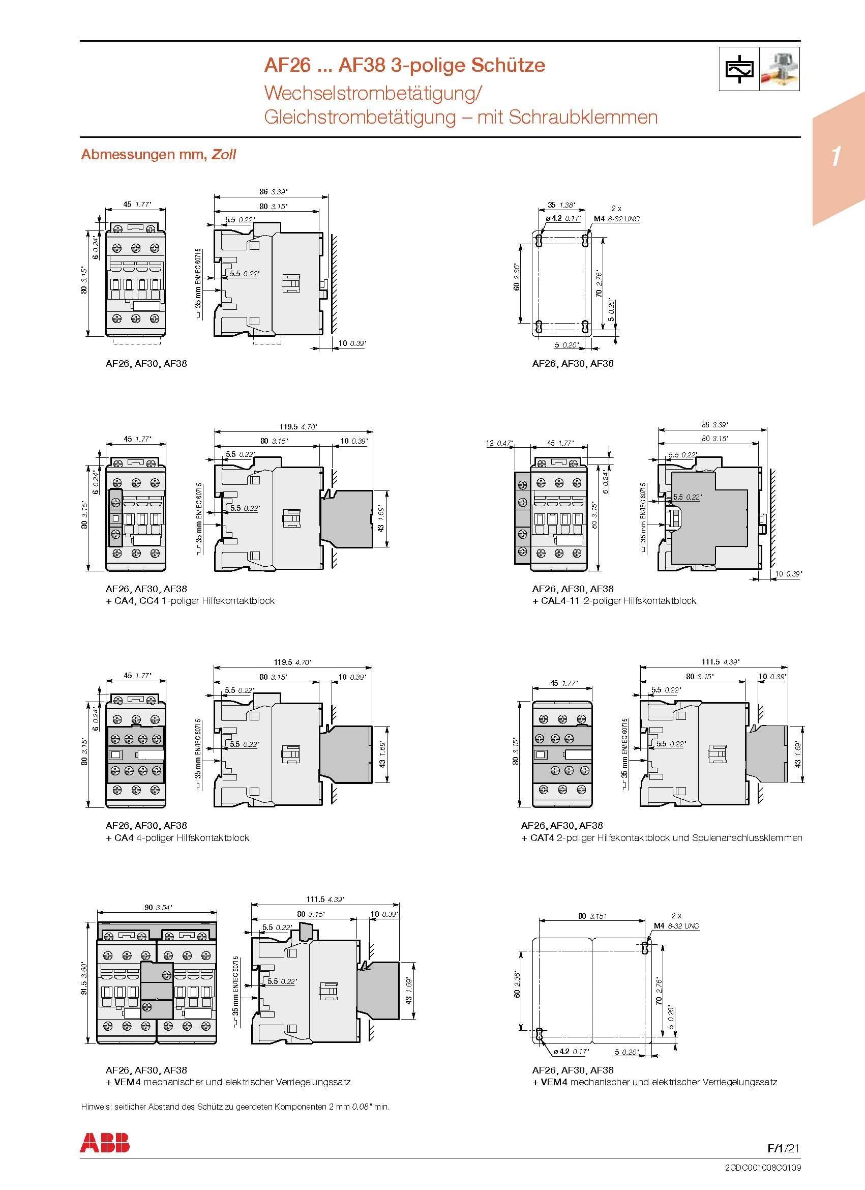 abb-entrelec AF26 – 30 – 00 – 11 – Auxiliary Contactor 3 Poles Coil 24 – 60 V AC