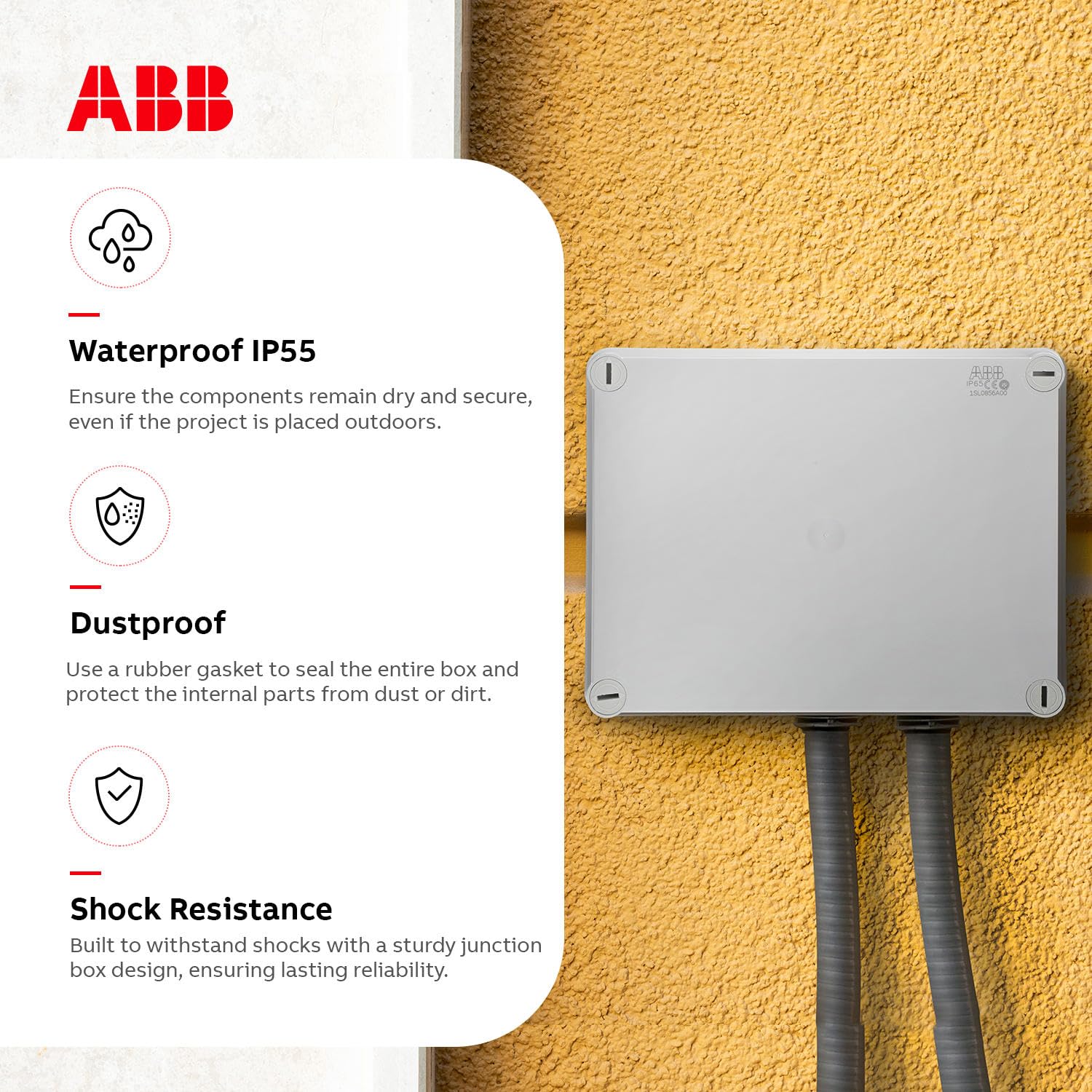 ABB 1SL0856A00 IP55 Plastic Box Without Connectors, 220x170x80