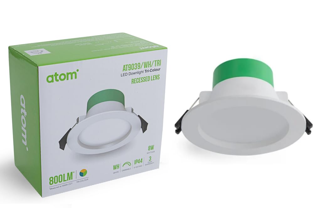 Atom Downlight AT9039/WH/TRI - Recessed Lens LED Dimmable 8W Tri Colour 1