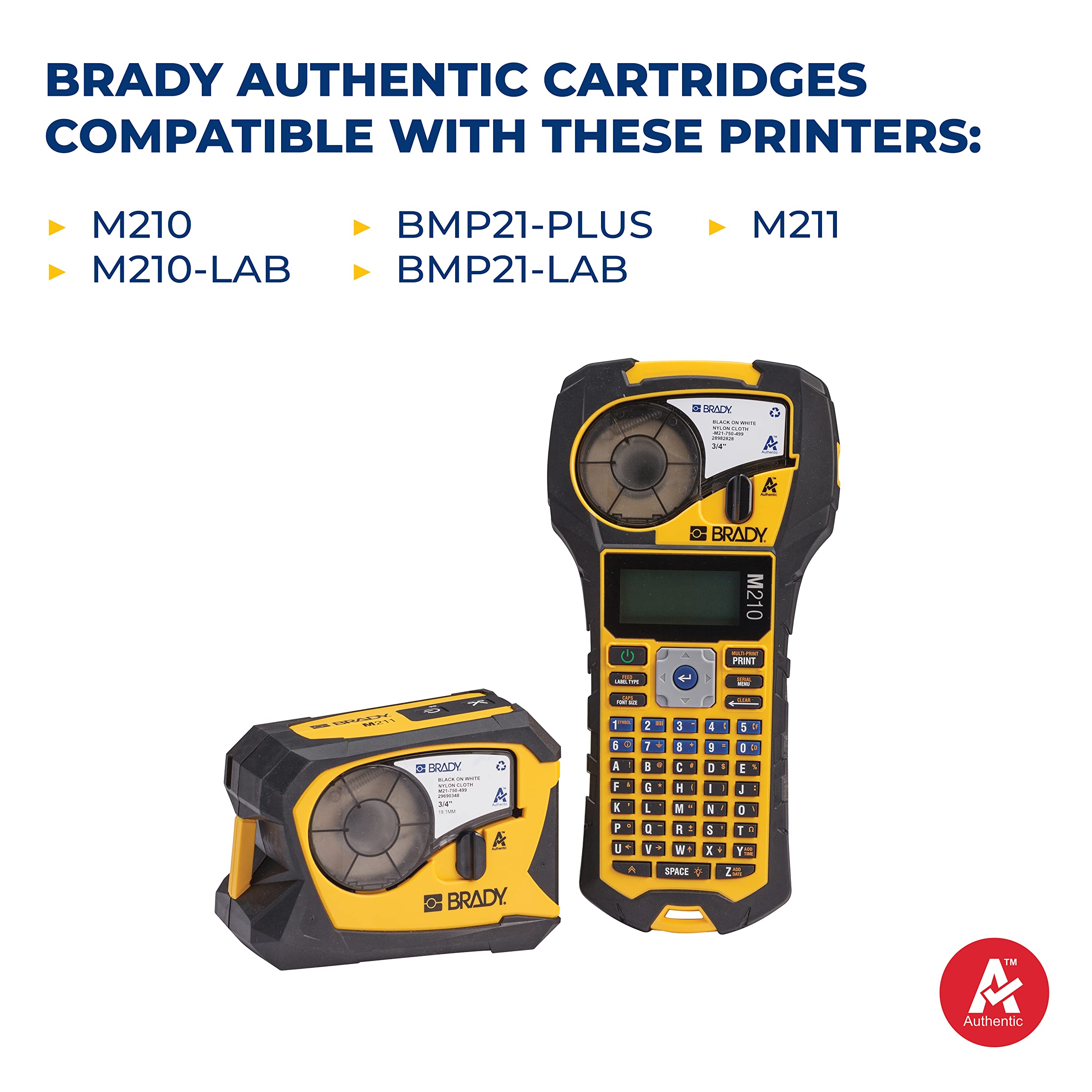 Brady M21-375-423 21' Length, 0.375" Width, B-423 Permanent Polyester, Black On White Color, BMP 21 Mobile Printer ID PAL and LABPAL Printer Label