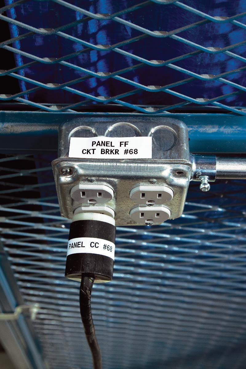 Brady M21-375-423 21' Length, 0.375" Width, B-423 Permanent Polyester, Black On White Color, BMP 21 Mobile Printer ID PAL and LABPAL Printer Label