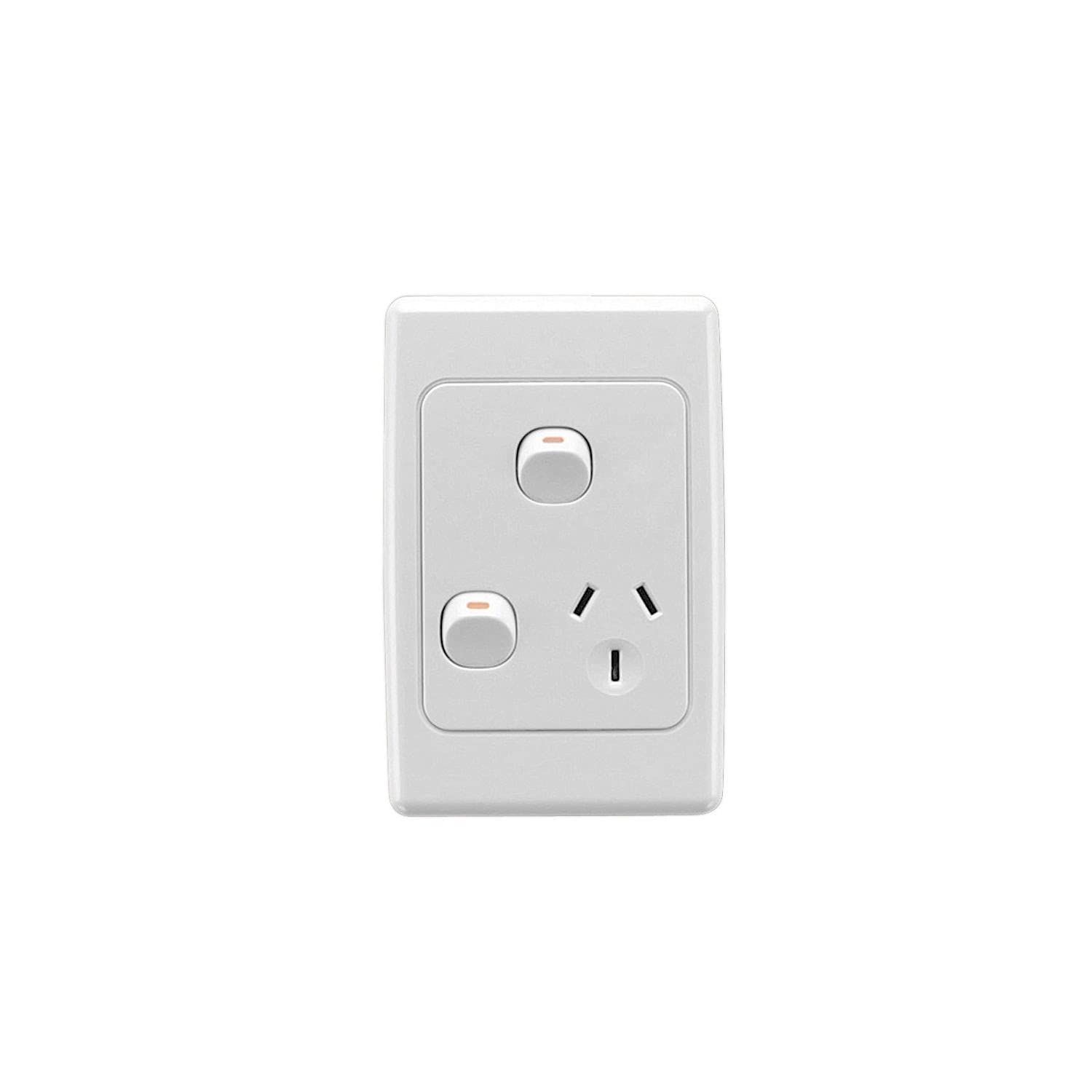 2000 Series 250V 10A Vertical Mount Single Switch Socket Outlet with Removable Extra Switch, White
