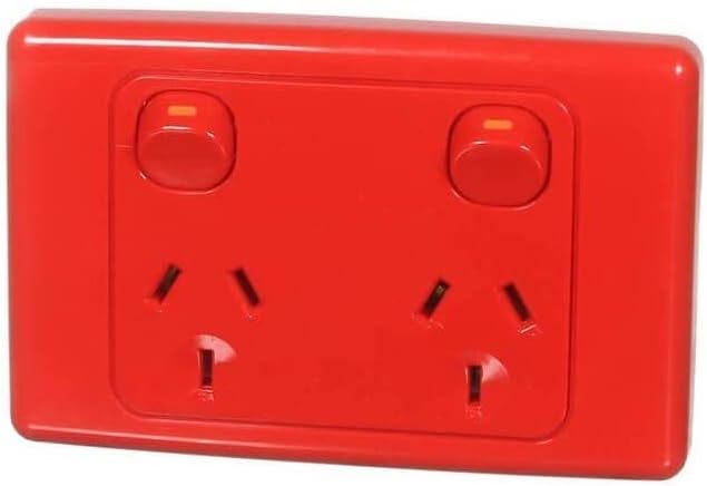 Schneider Electric Clipsal 10A 250V Twin Switch Socket, Red