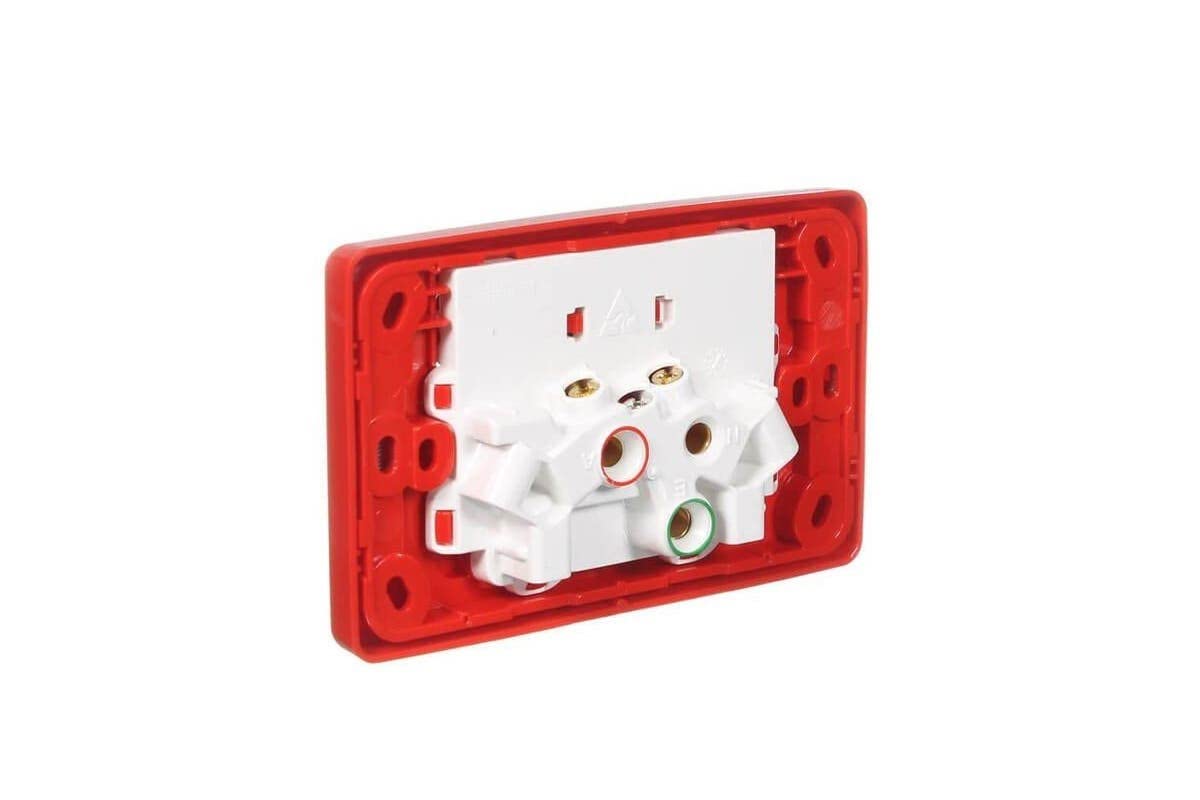 Schneider Electric Clipsal 10A 250V Twin Switch Socket, Red