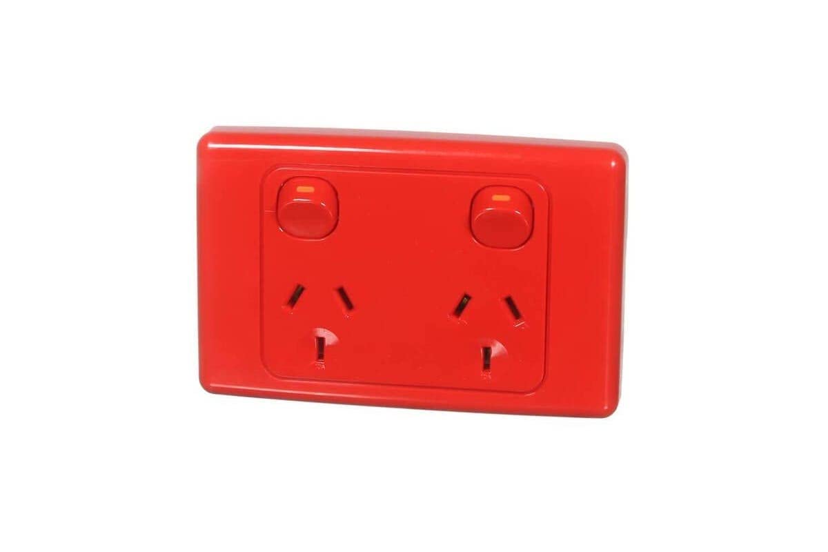 Schneider Electric Clipsal 10A 250V Twin Switch Socket, Red