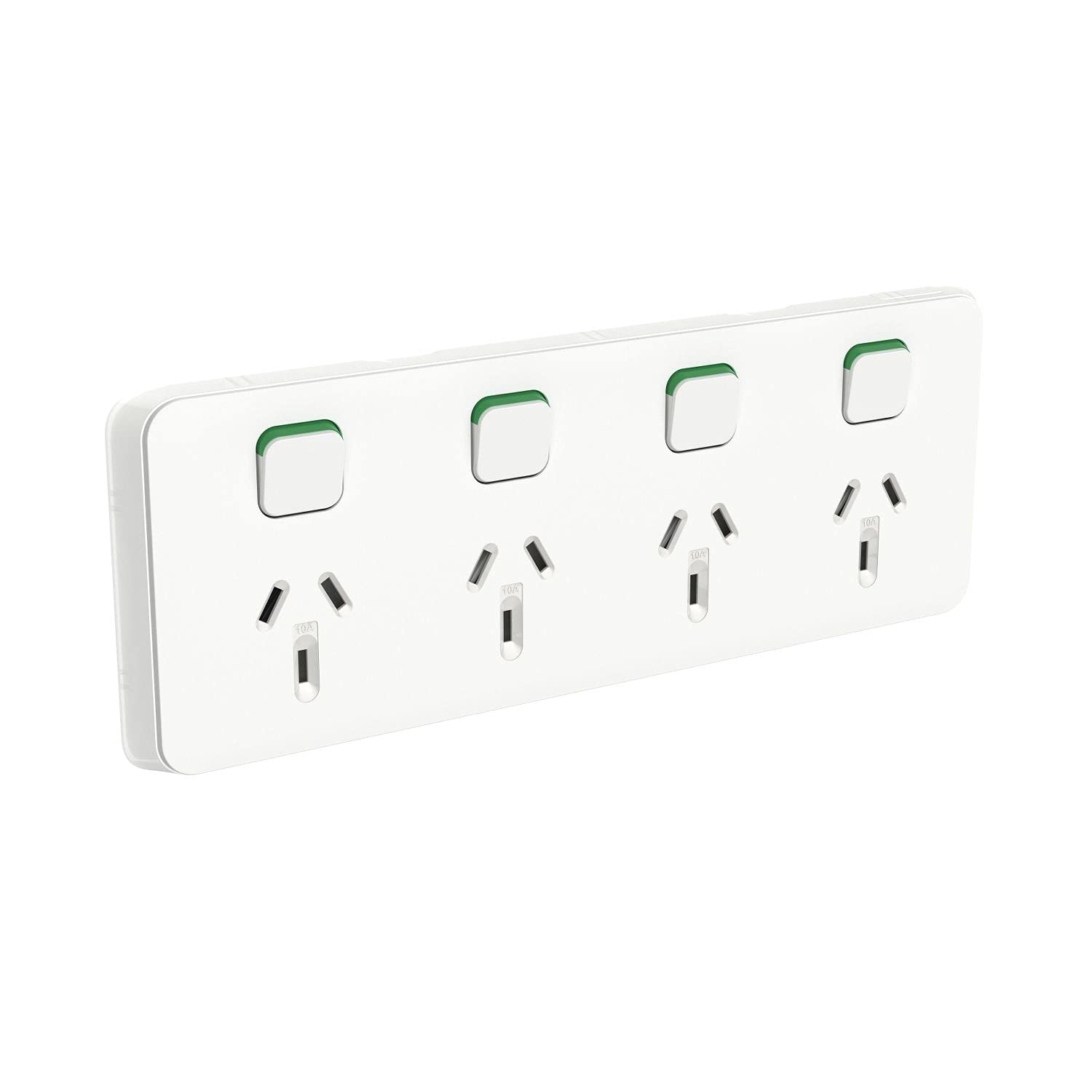 Iconic 250V 10A Horizontal Mount Quad Power Point Switch Socket Outlet