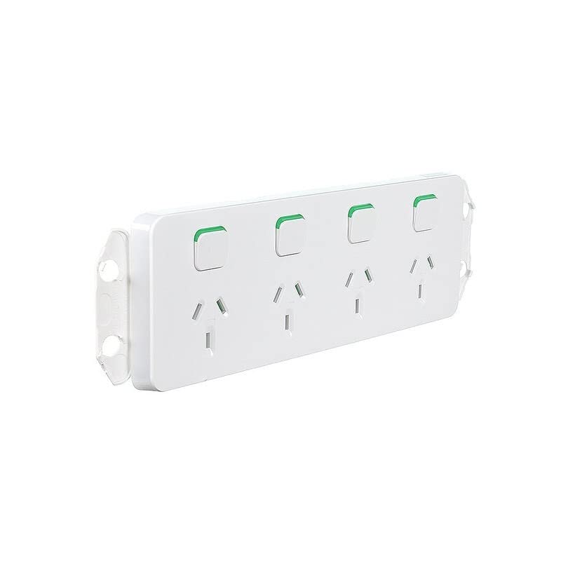 Iconic 250V 10A Horizontal Mount Quad Power Point Switch Socket Outlet