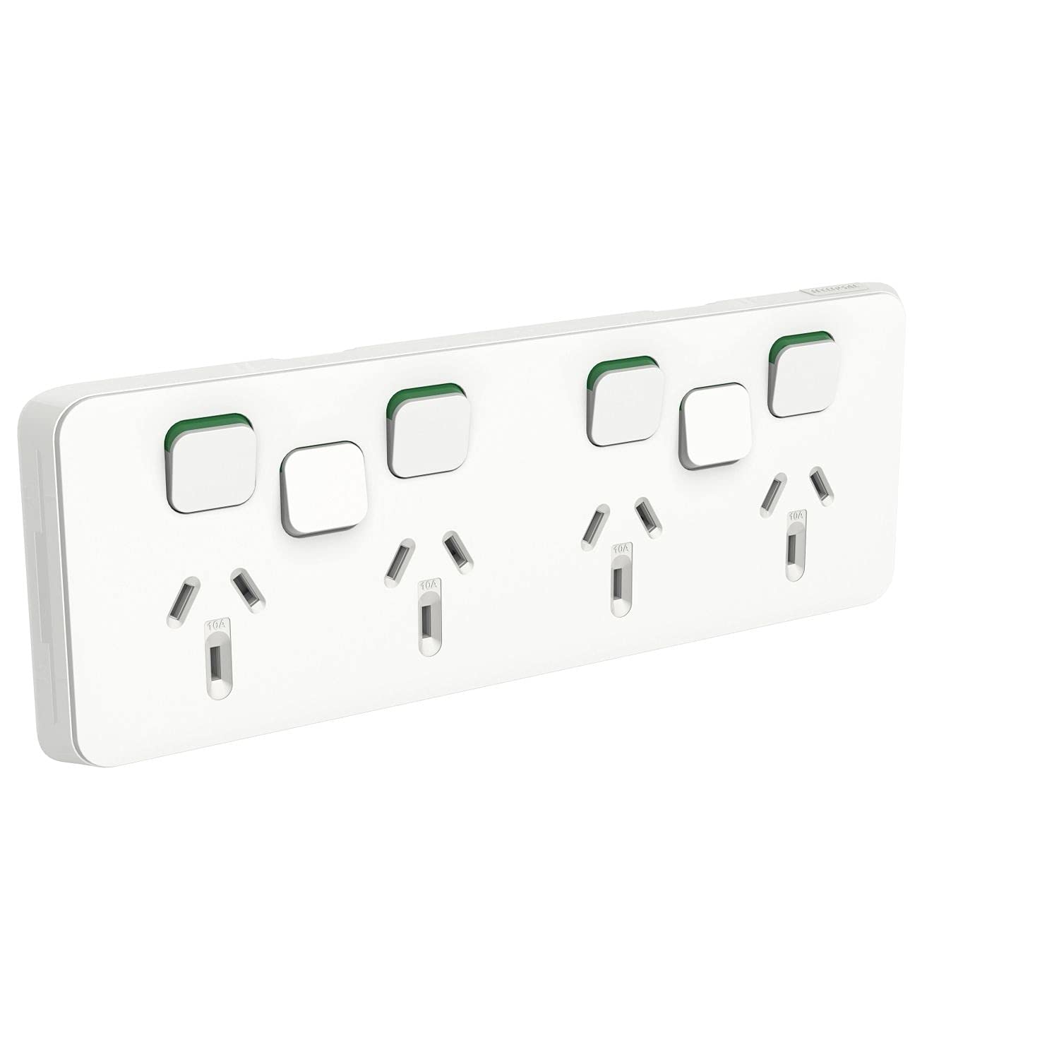 Schneider Electric Clipsal 10A 250V Quad PowerPoint Socket with 2 Extra Switches Less Mechanism